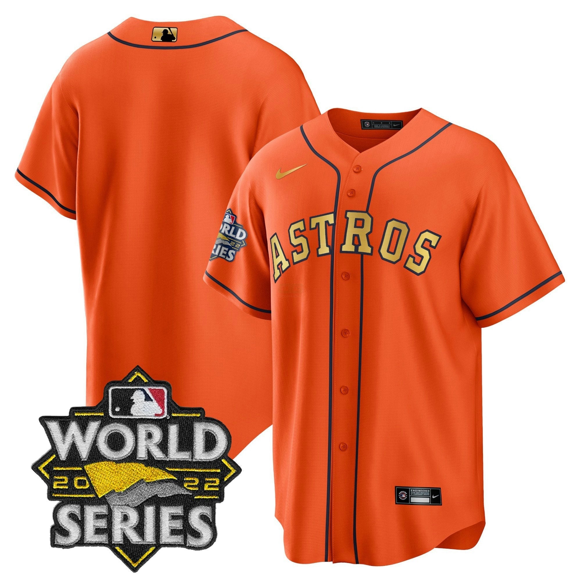 Camisa MLB 2023 World Series Laranja Dourada Jersey