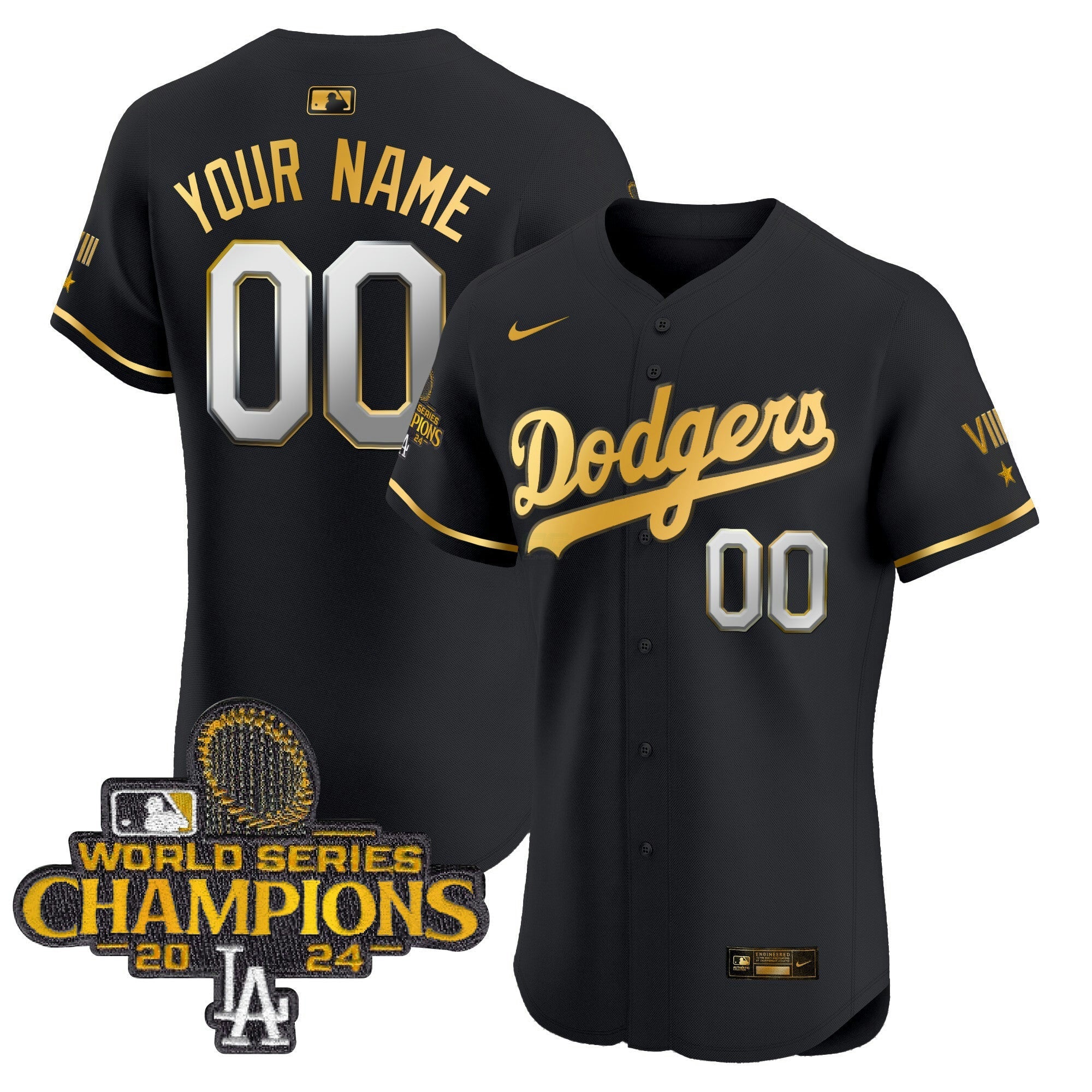 Camisa MLB 2024 World Series Champions Dourada Trim Vapor Premier Elite Jersey V3