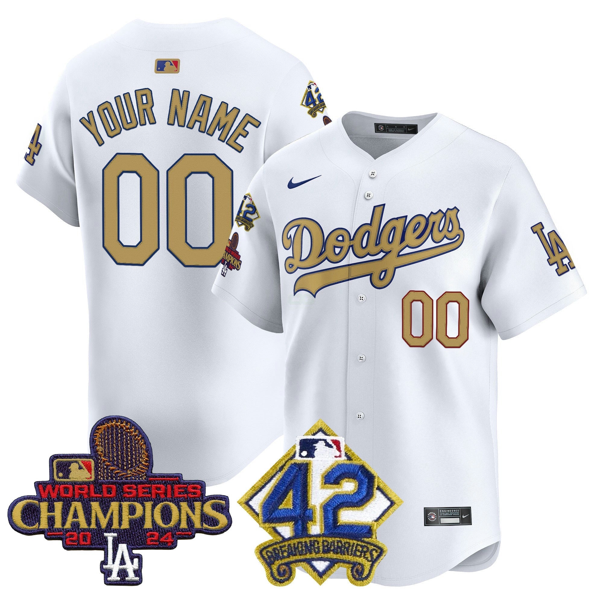 Camisa MLB 2024 World Series Champions & Jackie Robinson Patch Vapor Premier Limited Jersey