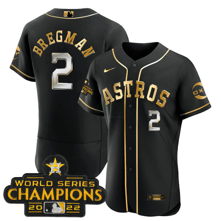Camisa MLB Alex Bregman Houston Black Gold Rush Jersey