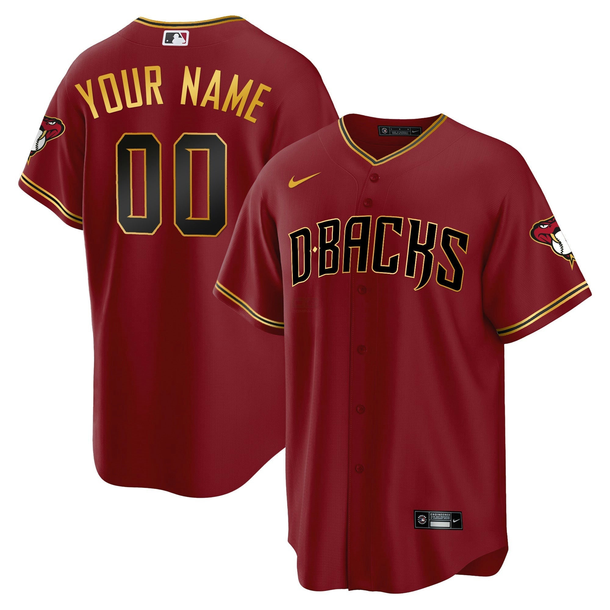 Camisa MLB Arizona Cool Base Dourada Trim Jersey