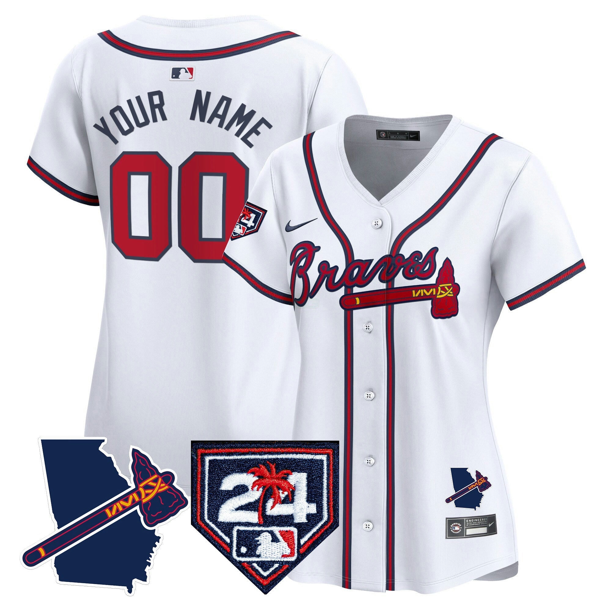 Camisa MLB Atlanta 2024 Spring Training & Georgia Patch Vapor Premier Elite Jersey