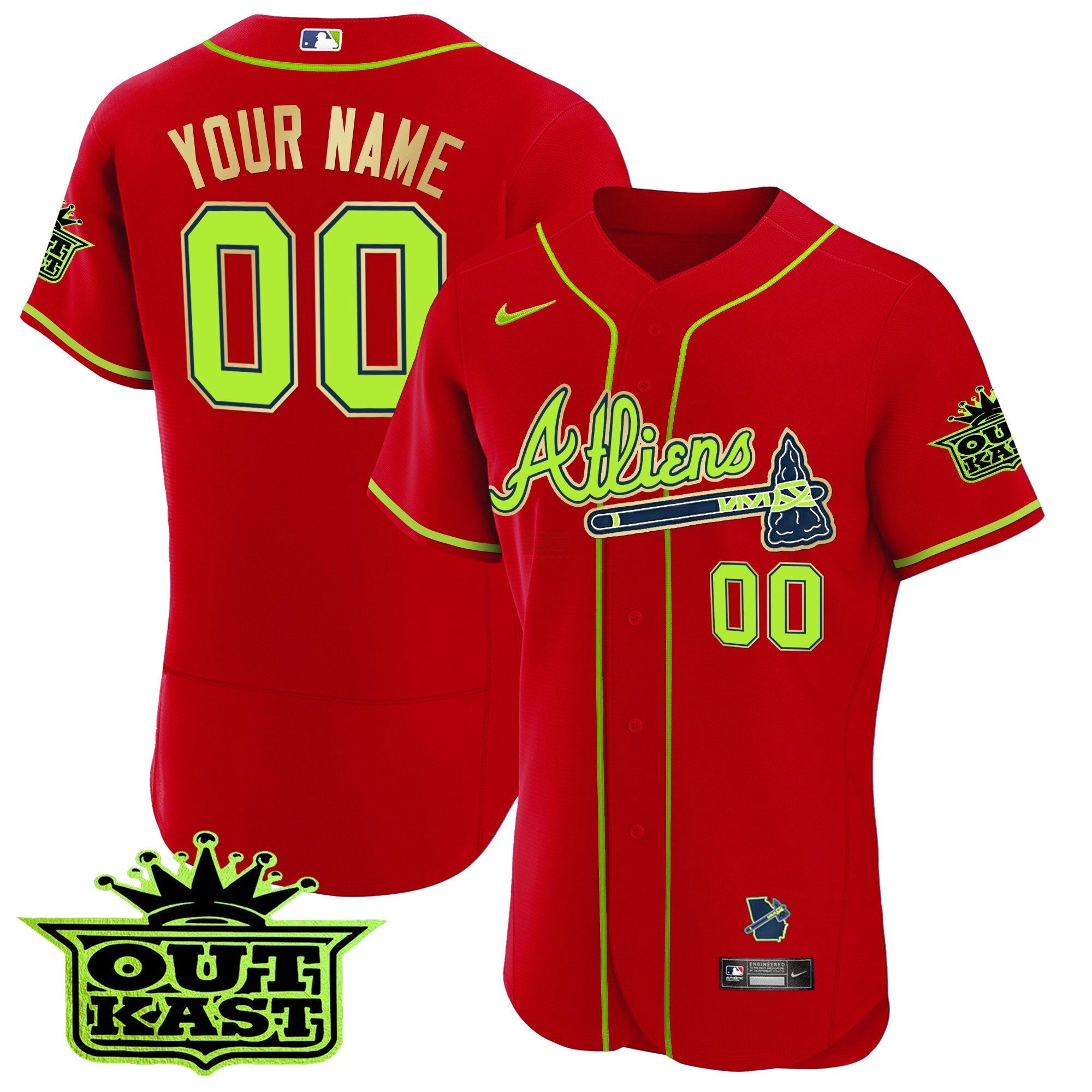 Camisa MLB Atlanta Atliens Flex Base Dourada Trim Jersey