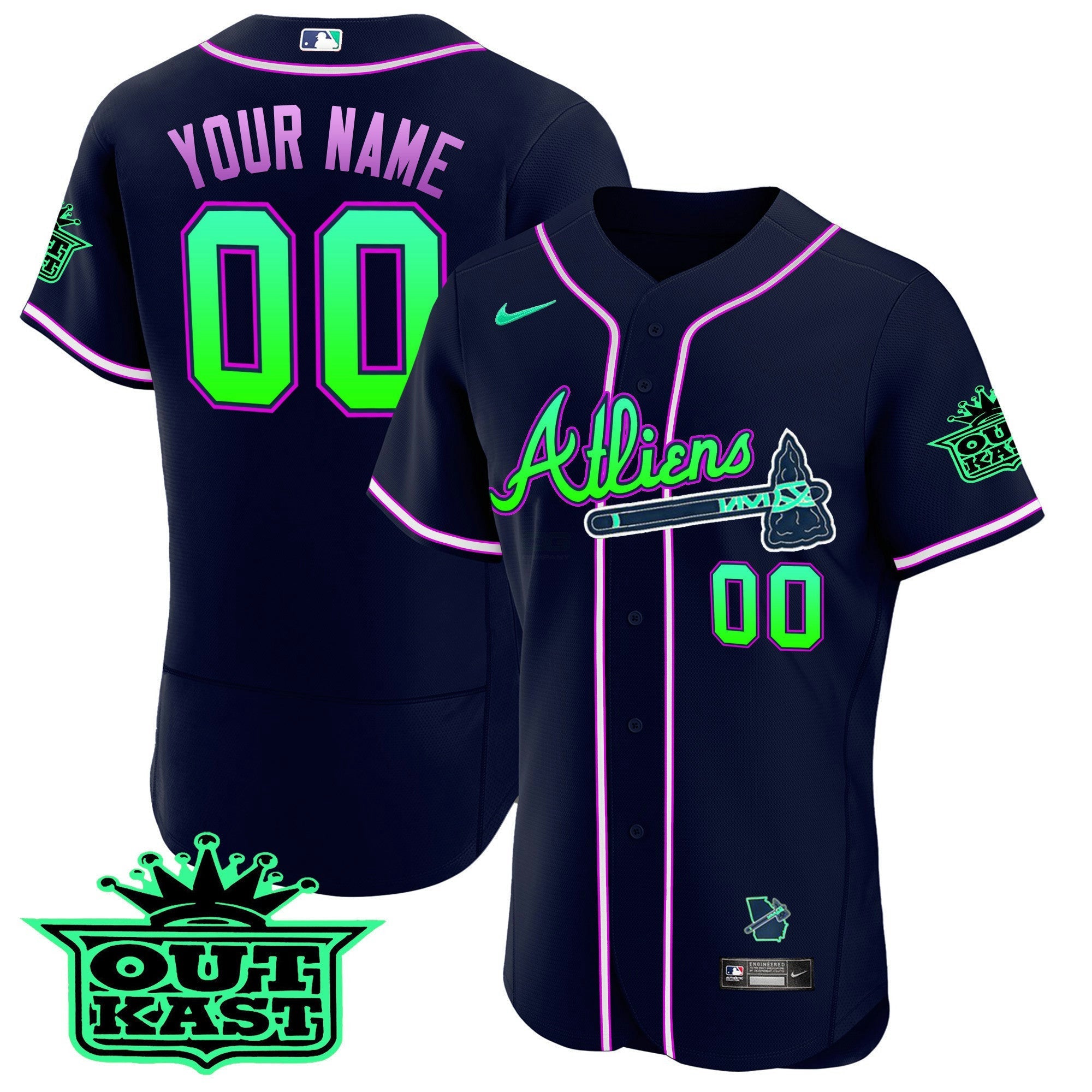 Camisa MLB Atlanta Atliens Flex Base Jersey – Galaxy Version – Stitched