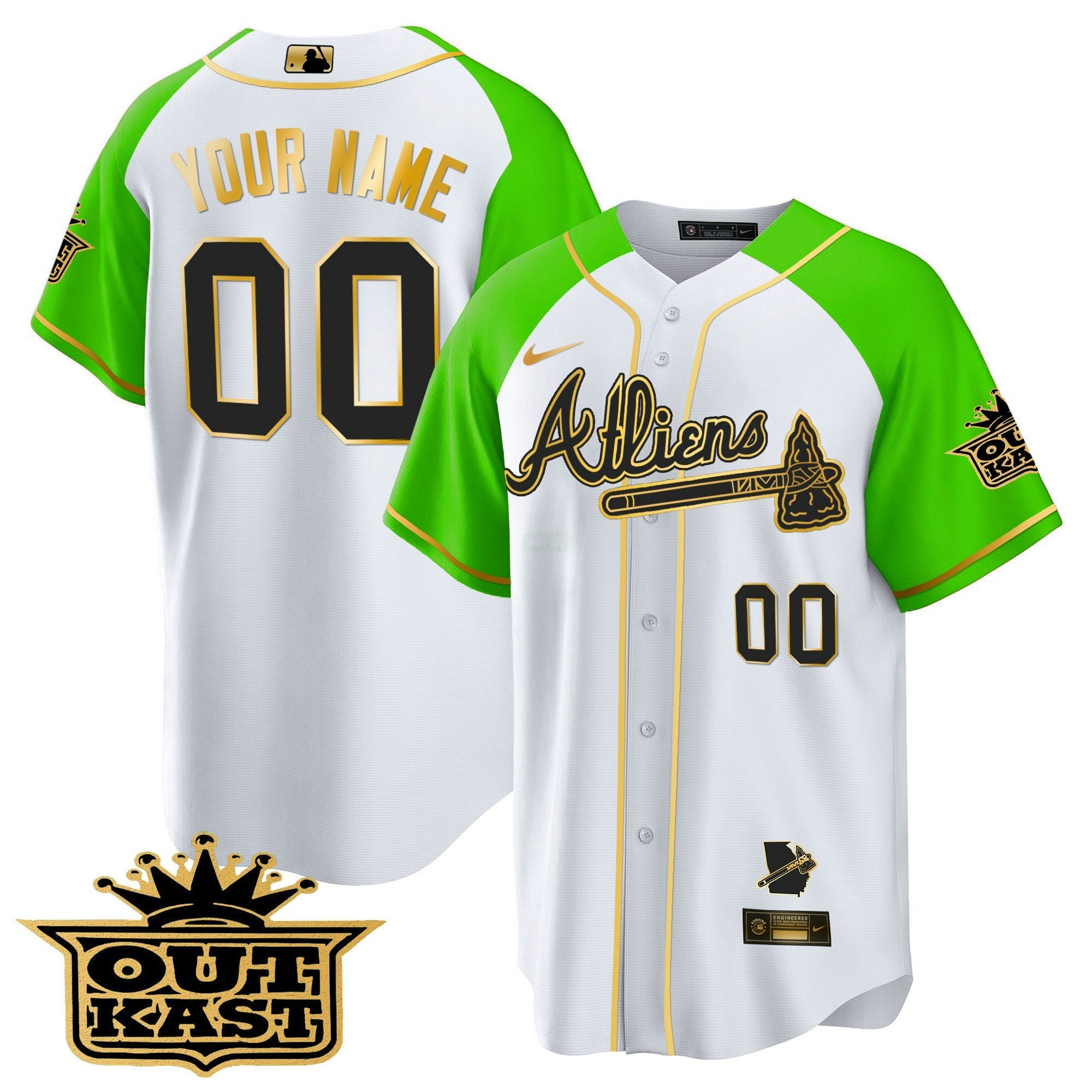 Camisa MLB Atlanta Atliens Gold Alternativa Cool Base Jersey