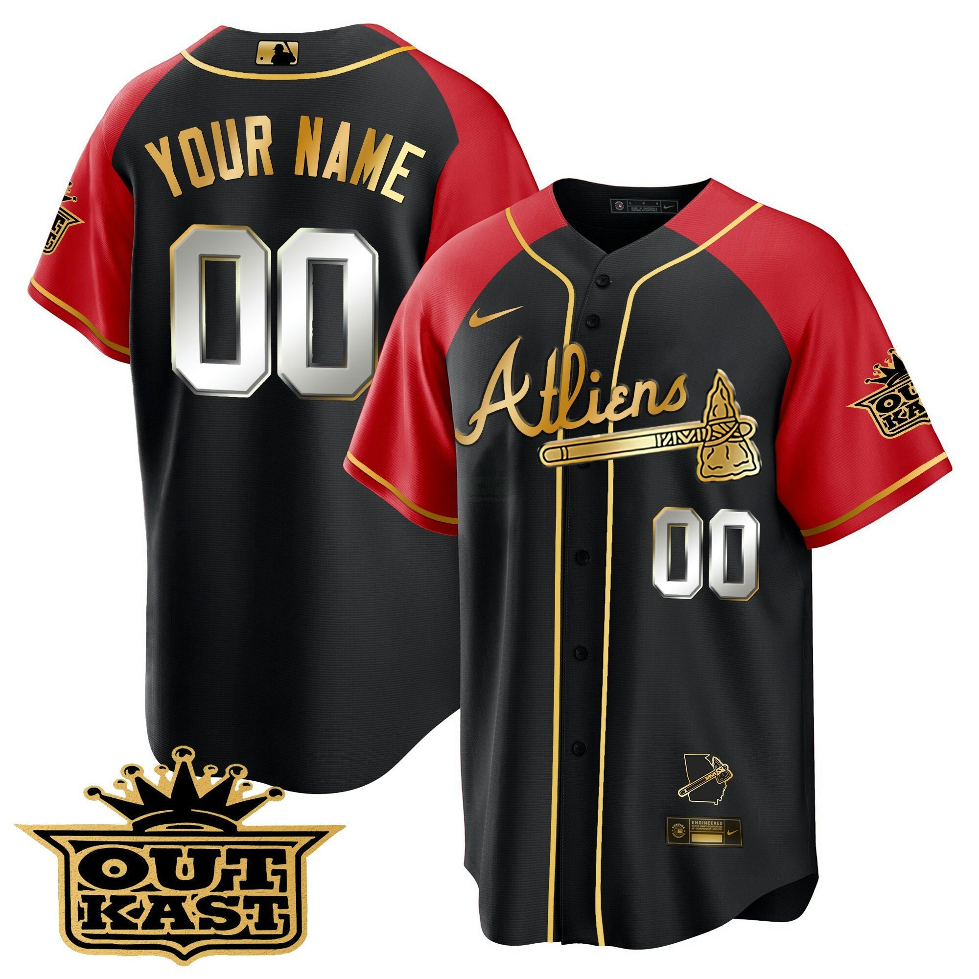 Camisa MLB Atlanta Atliens Gold Alternativa Cool Base Jersey