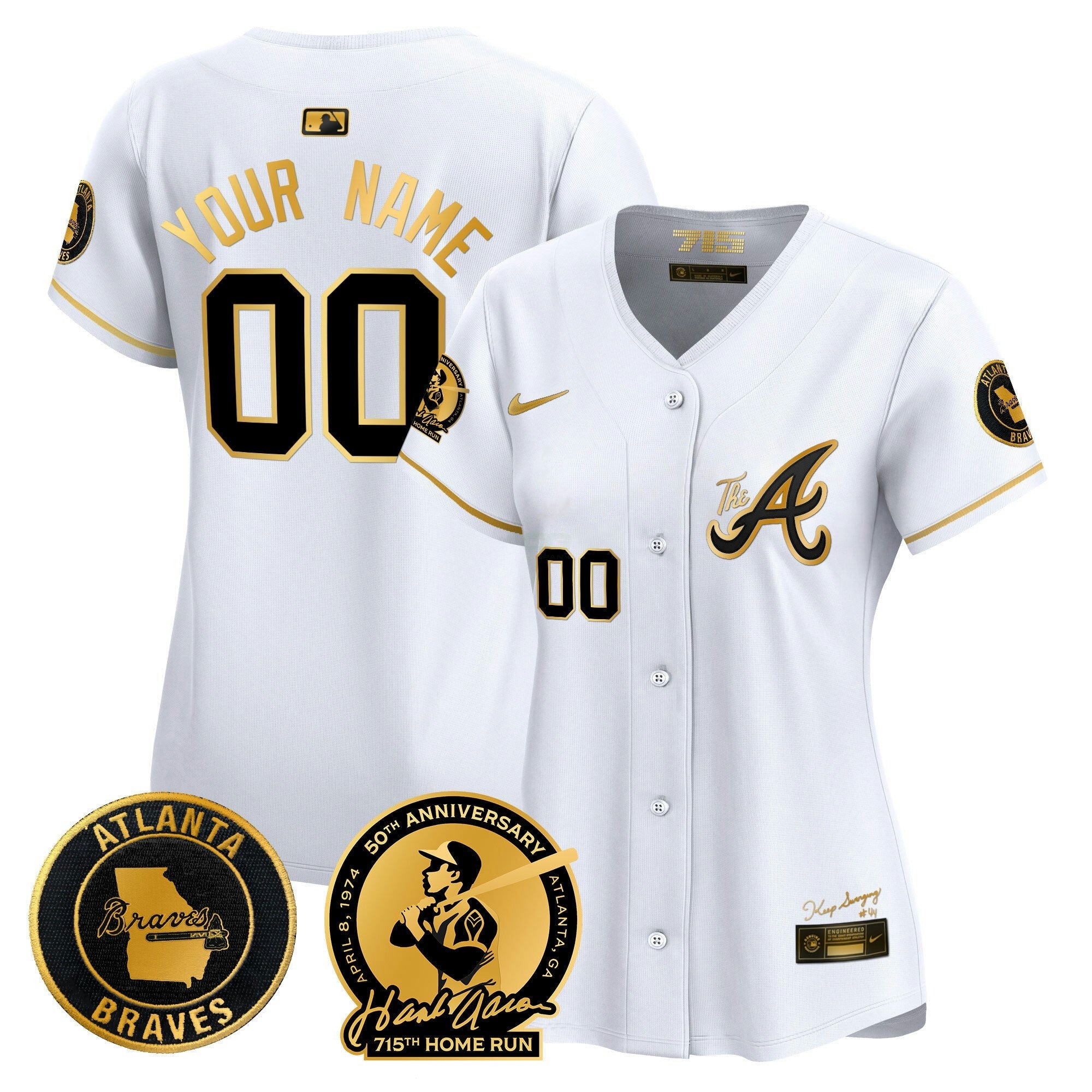 Camisa MLB Atlanta Hank Aaron 715th Home Run Patch Vapor Premier Limited Jersey V2