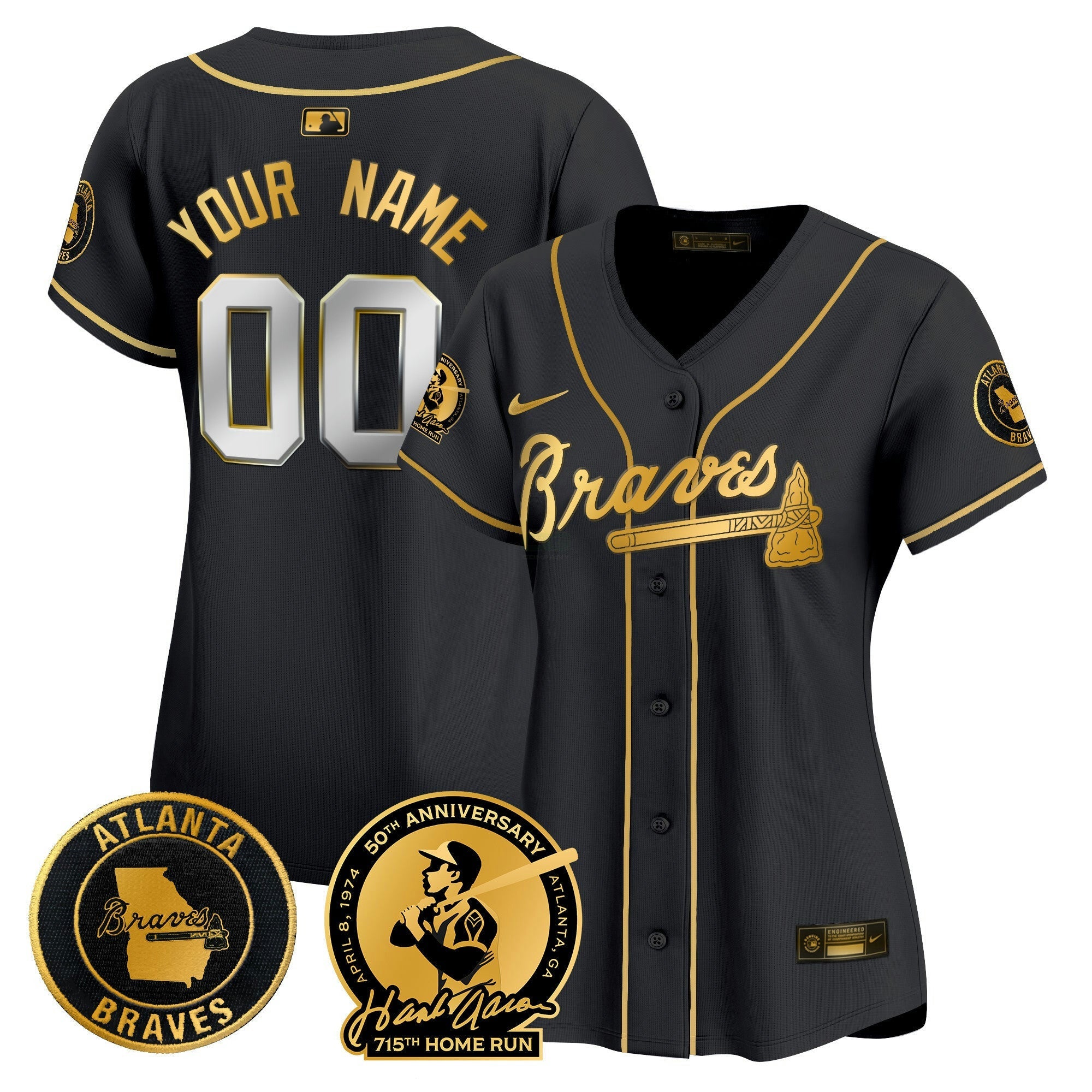 Camisa MLB Atlanta Hank Aaron 715th Home Run Patch Vapor Premier Limited Jersey
