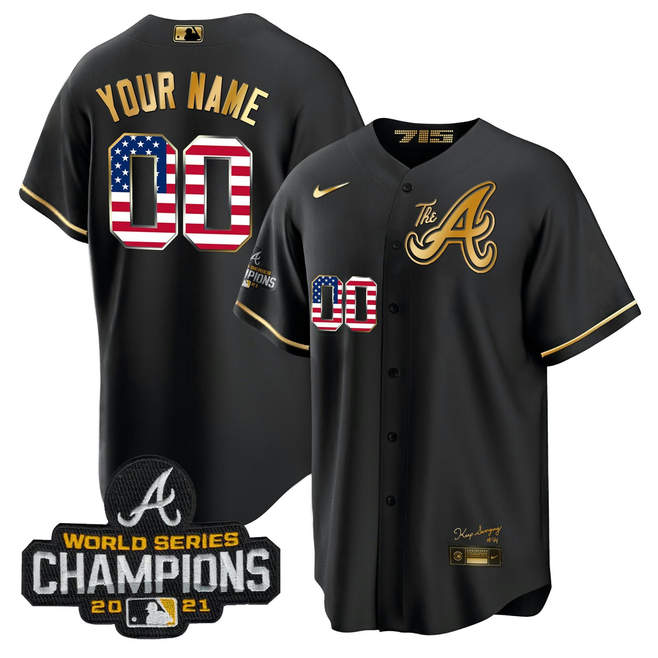 Camisa MLB Atlanta The A Dourada Flag Jersey
