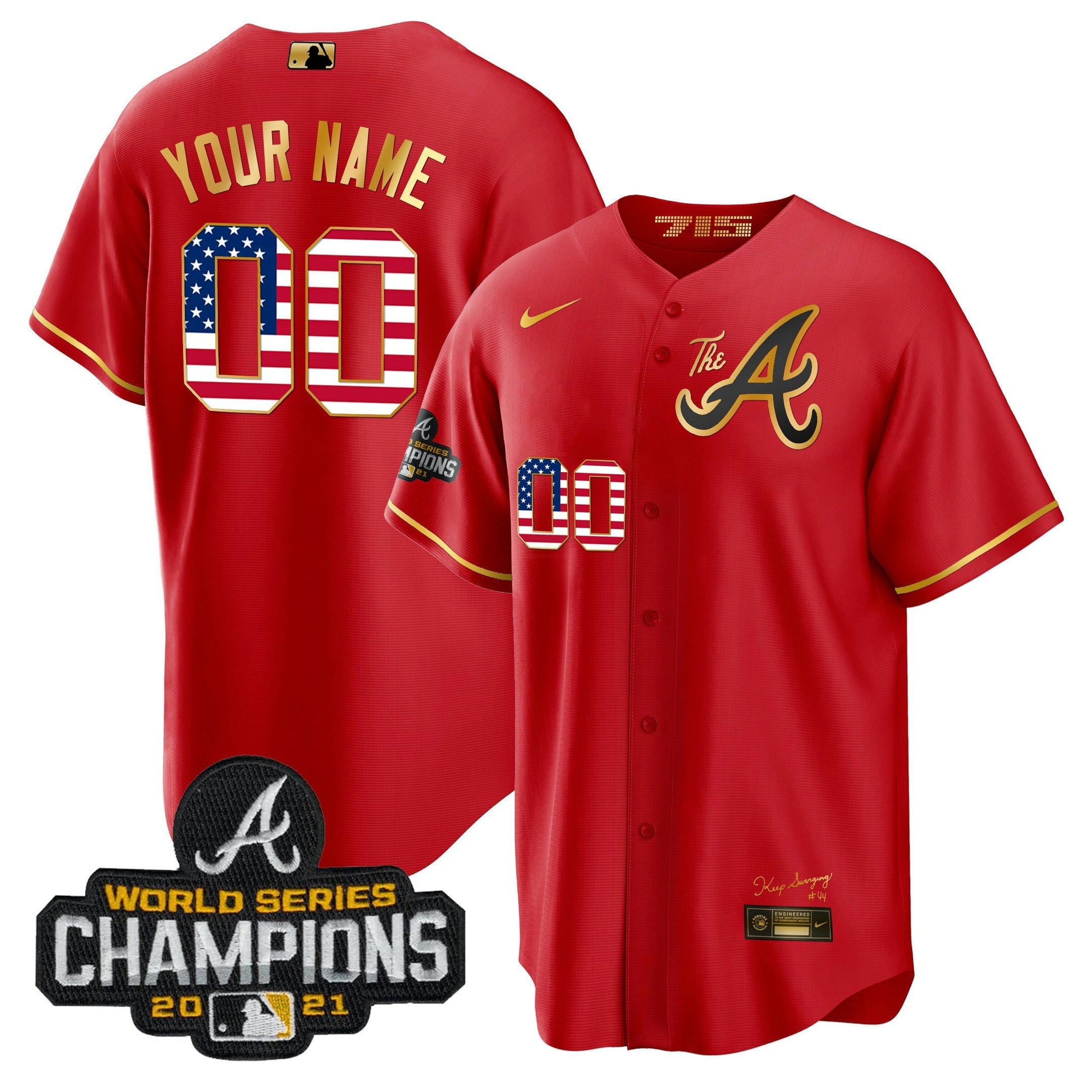Camisa MLB Atlanta The A Dourada Flag Jersey