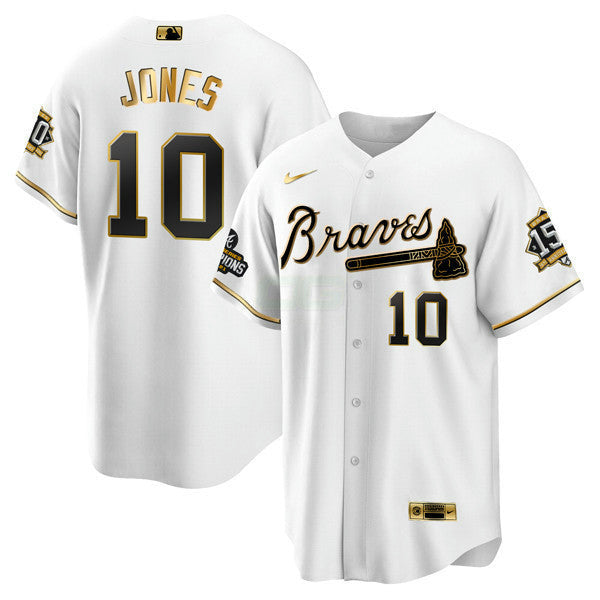 Camisa MLB Atlanta World Series Champion Branca Dourada Cool Base Jersey 2021 – Stitched