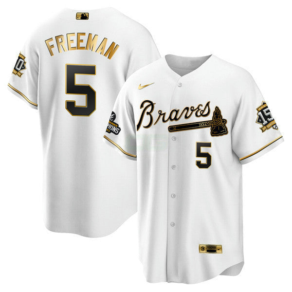 Camisa MLB Atlanta World Series Champion Branca Dourada Flex Base Jersey 2021 – Stitched