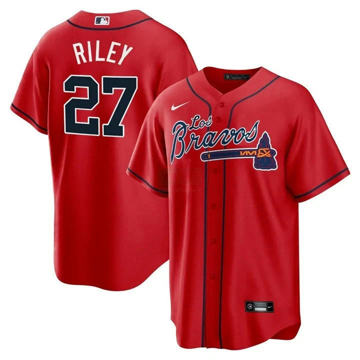 Camisa MLB Austin Riley Atlanta Los Bravos Red Jersey