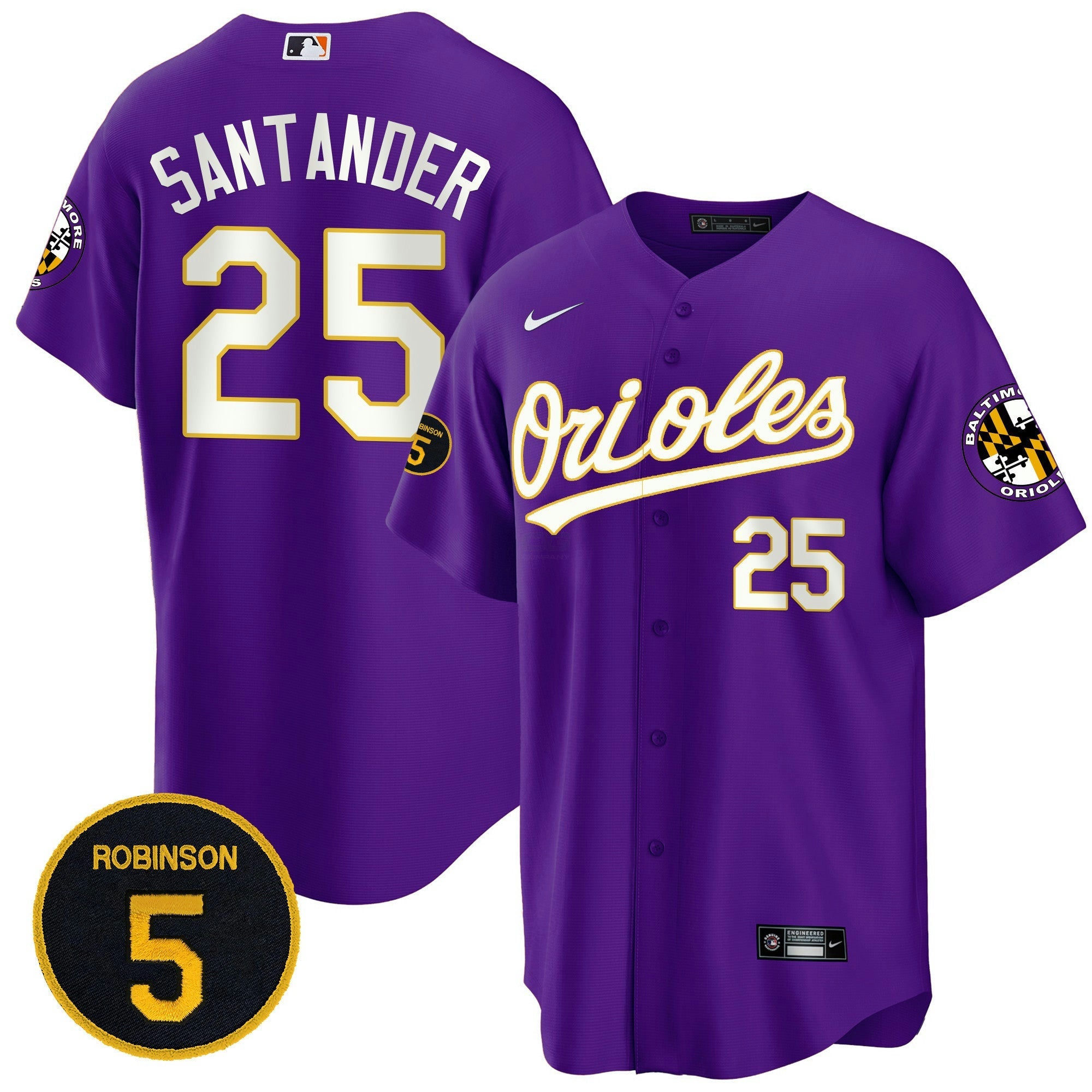Camisa MLB Baltimore Purple Robinson Patch Cool Base Jersey