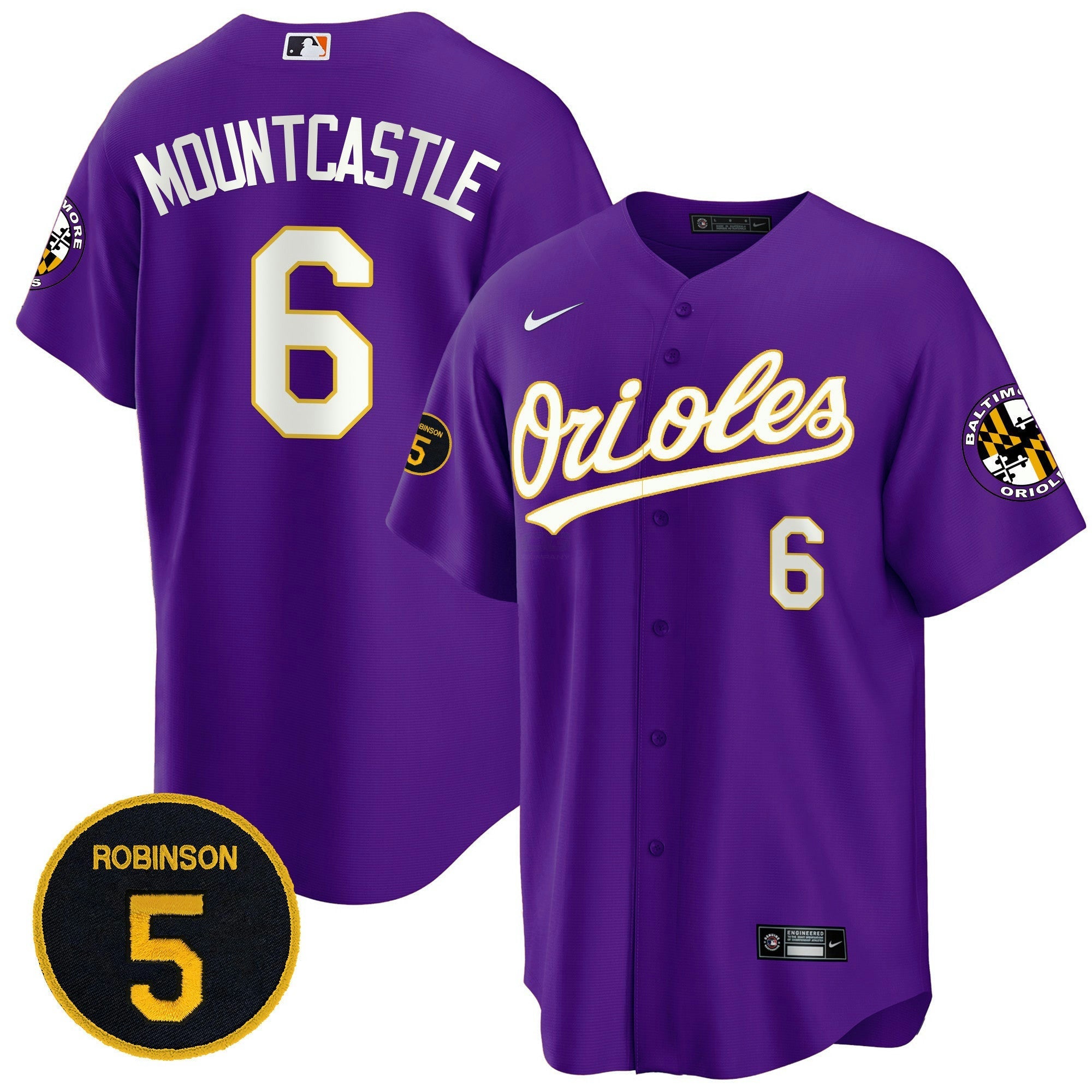 Camisa MLB Baltimore Purple Robinson Patch Cool Base Jersey