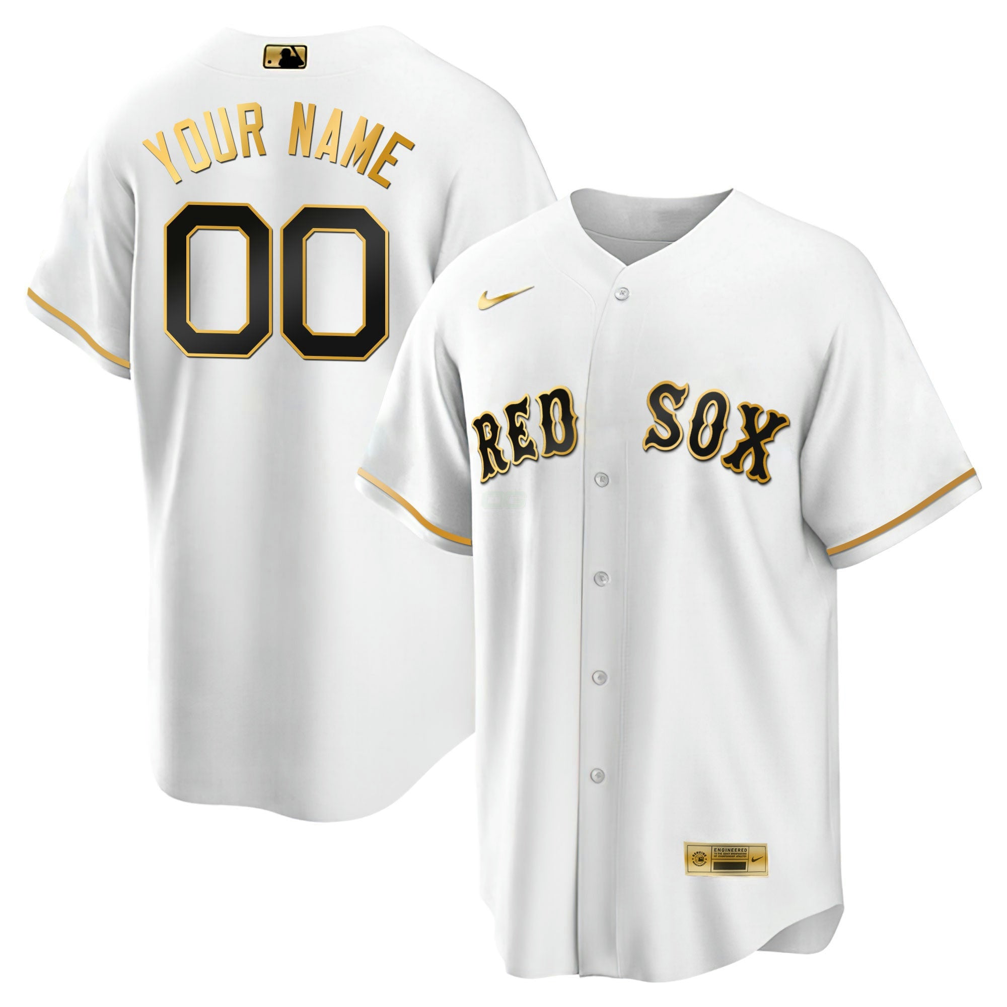 Camisa MLB Boston Preta Dourada & Branca Dourada Jersey