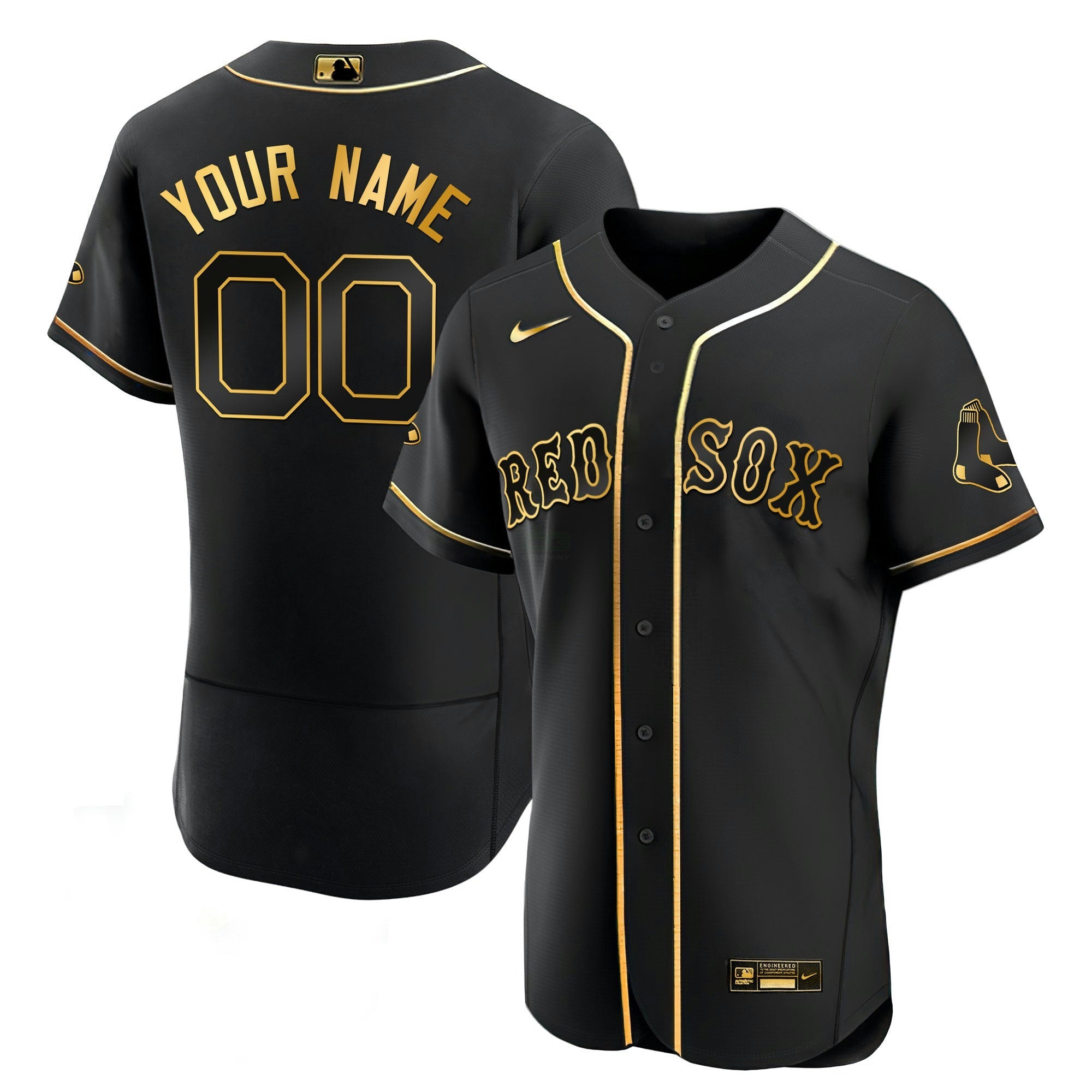 Camisa MLB Boston Preta Dourada & Branca Dourada Jersey
