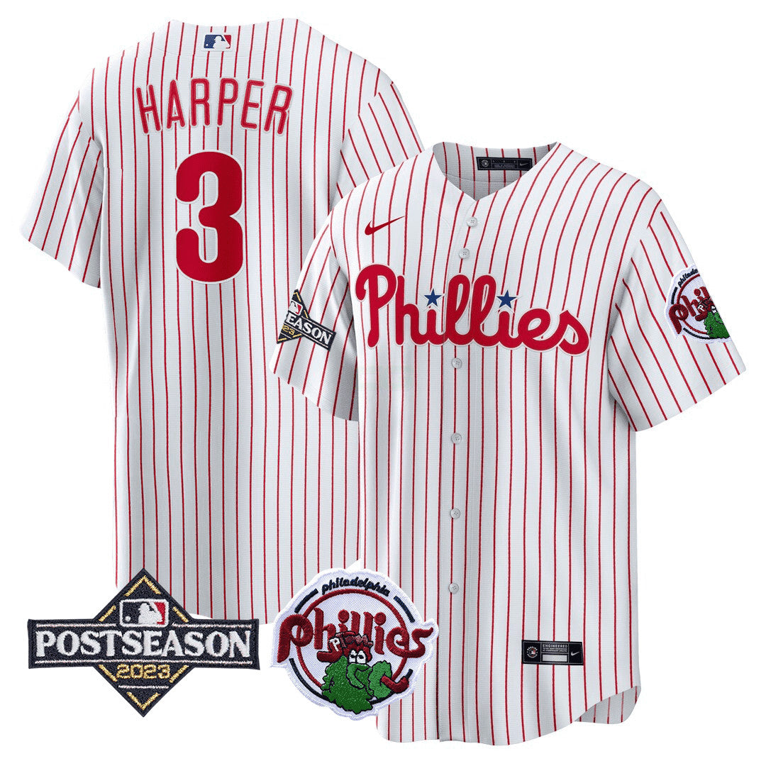 Camisa MLB Bryce Harper Philadelphia 2023 Postseason Patch Jersey