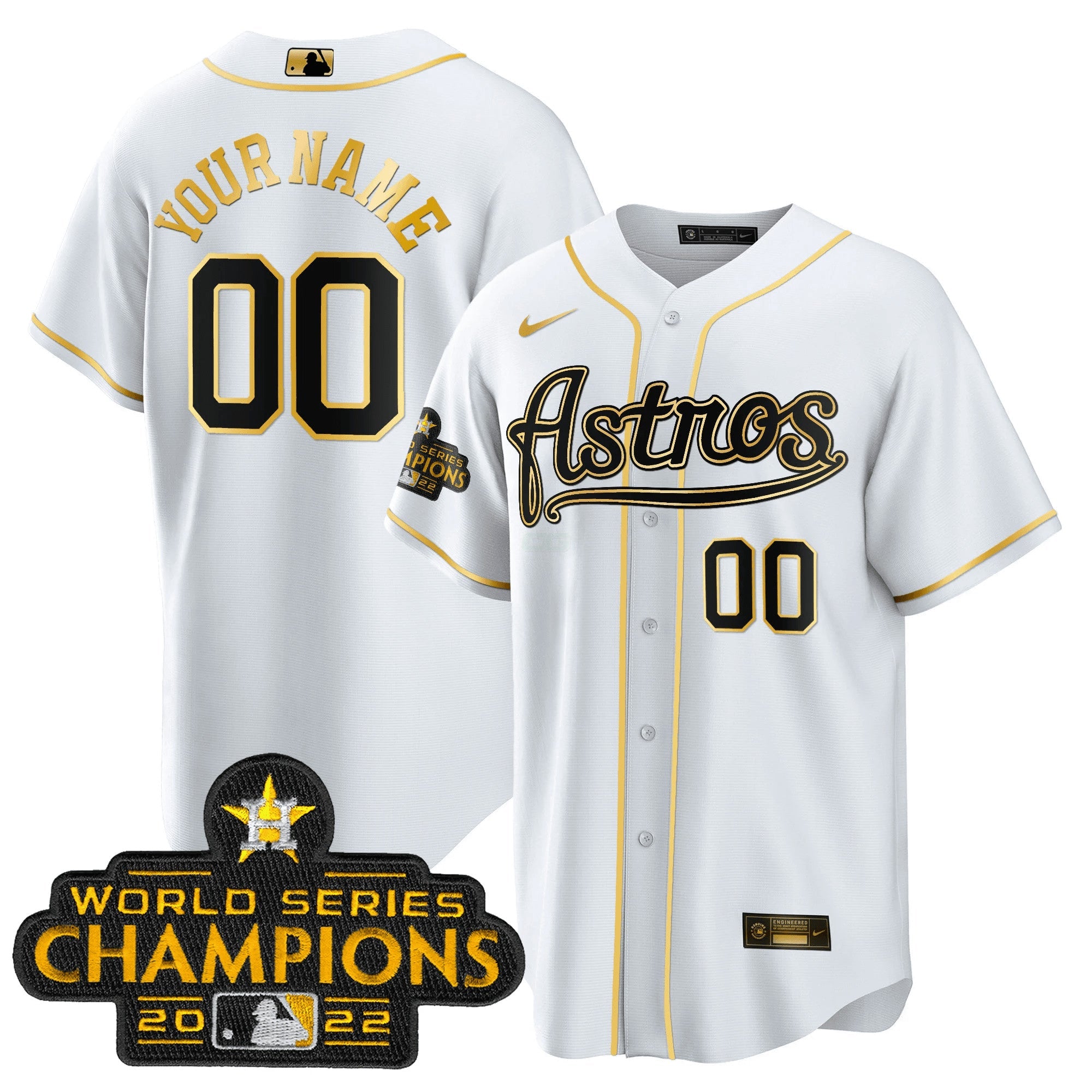 Camisa MLB Champions & Throwback Patch Dourada Jersey V2