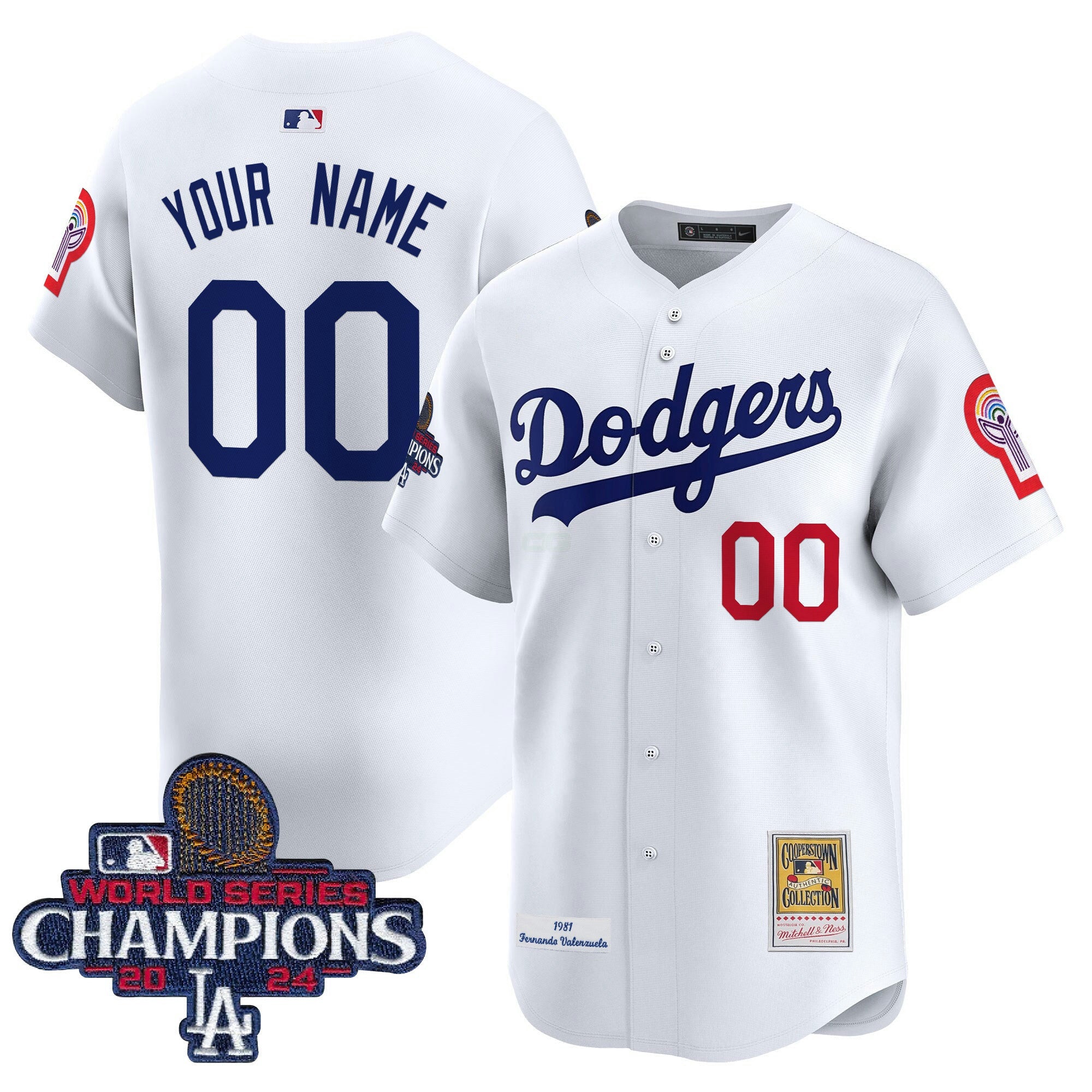 Camisa MLB Fernando 1981 & 2024 World Series Champions Patch Cooperstown Jersey