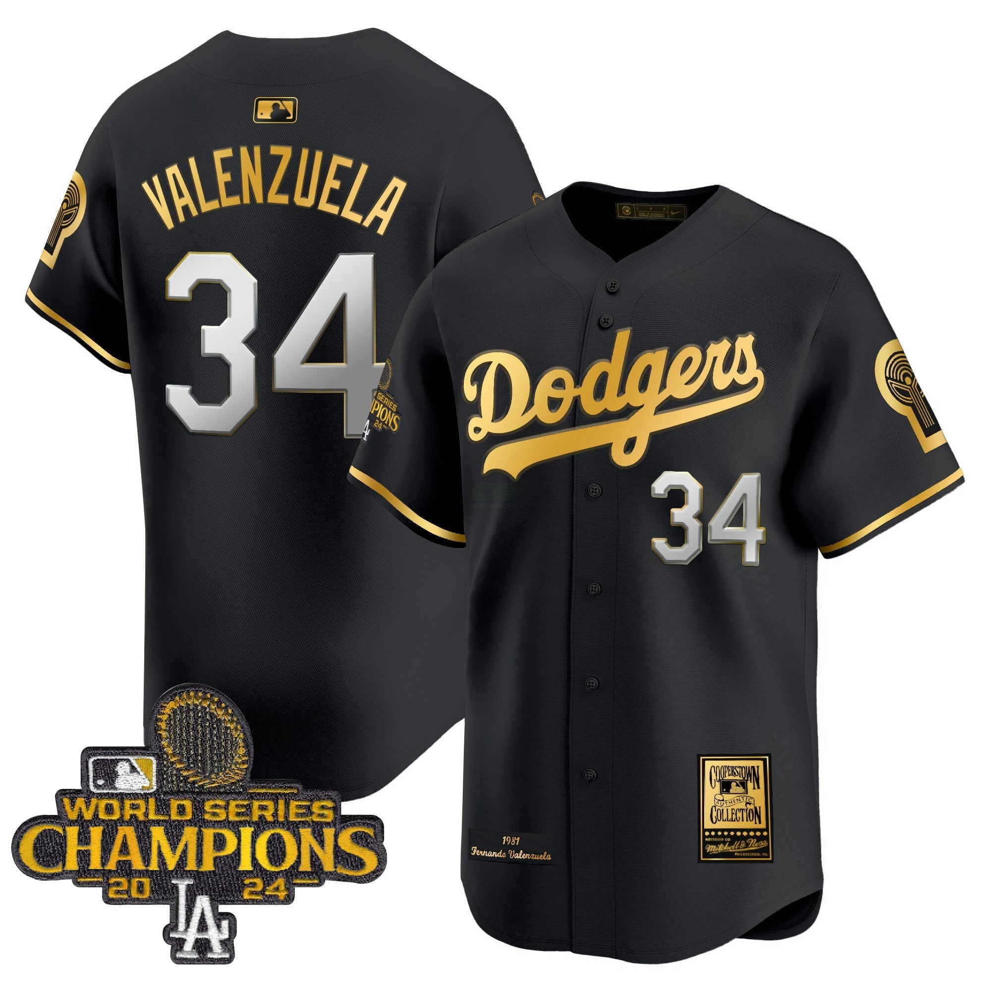 Camisa MLB Fernando 1981 & 2024 World Series Champions Patch Cooperstown Jersey