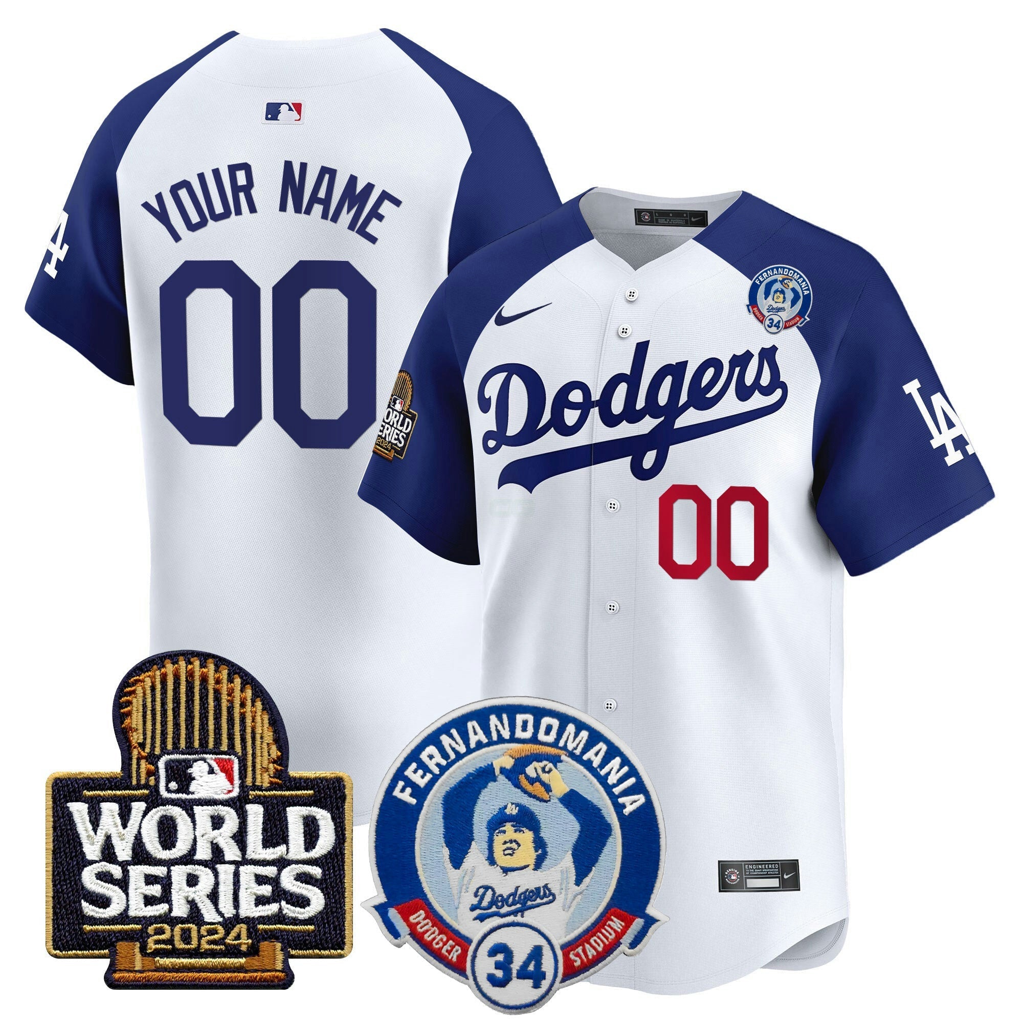 Camisa MLB Fernando Valenzuela & 2024 World Series Patch Vapor Premier Limited Jersey V3