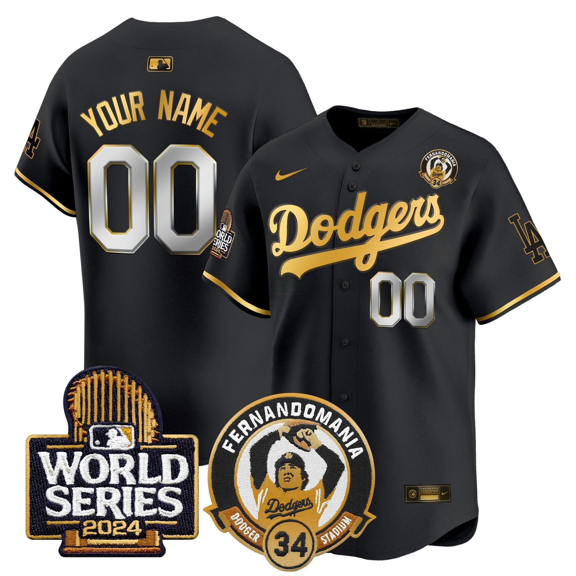 Camisa MLB Fernando Valenzuela & 2024 World Series Patch Vapor Premier Limited Jersey V3