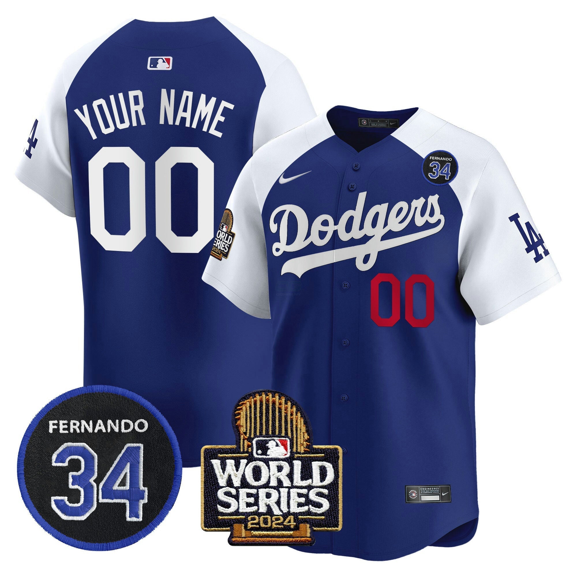 Camisa MLB Fernando Valenzuela & 2024 World Series Patch Vapor Premier Limited Jersey V2