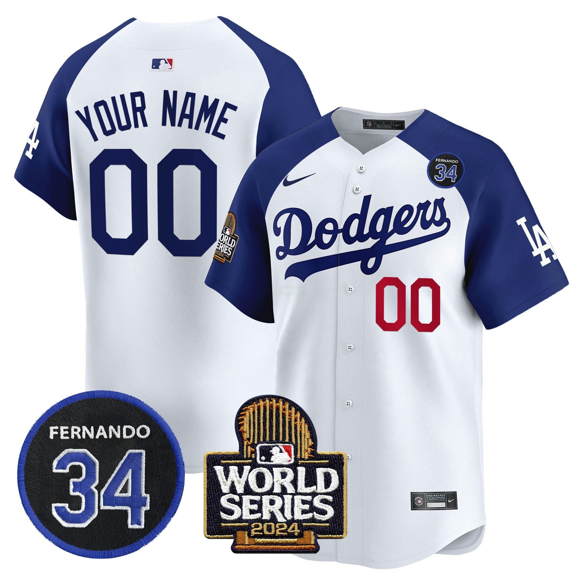 Camisa MLB Fernando Valenzuela & 2024 World Series Patch Vapor Premier Limited Jersey V2