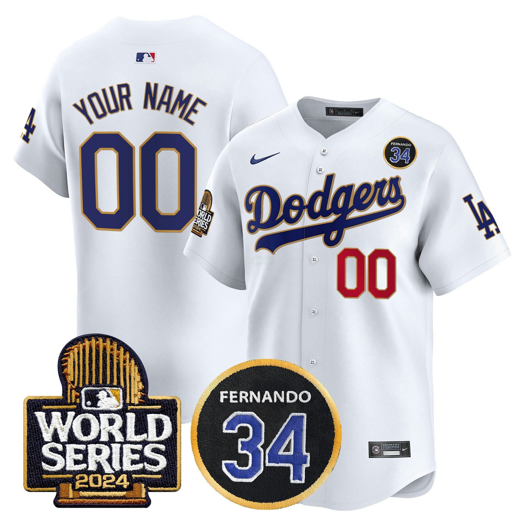 Camisa MLB Fernando Valenzuela Memorial & 2024 World Series Patch Vapor Premier Limited Jersey