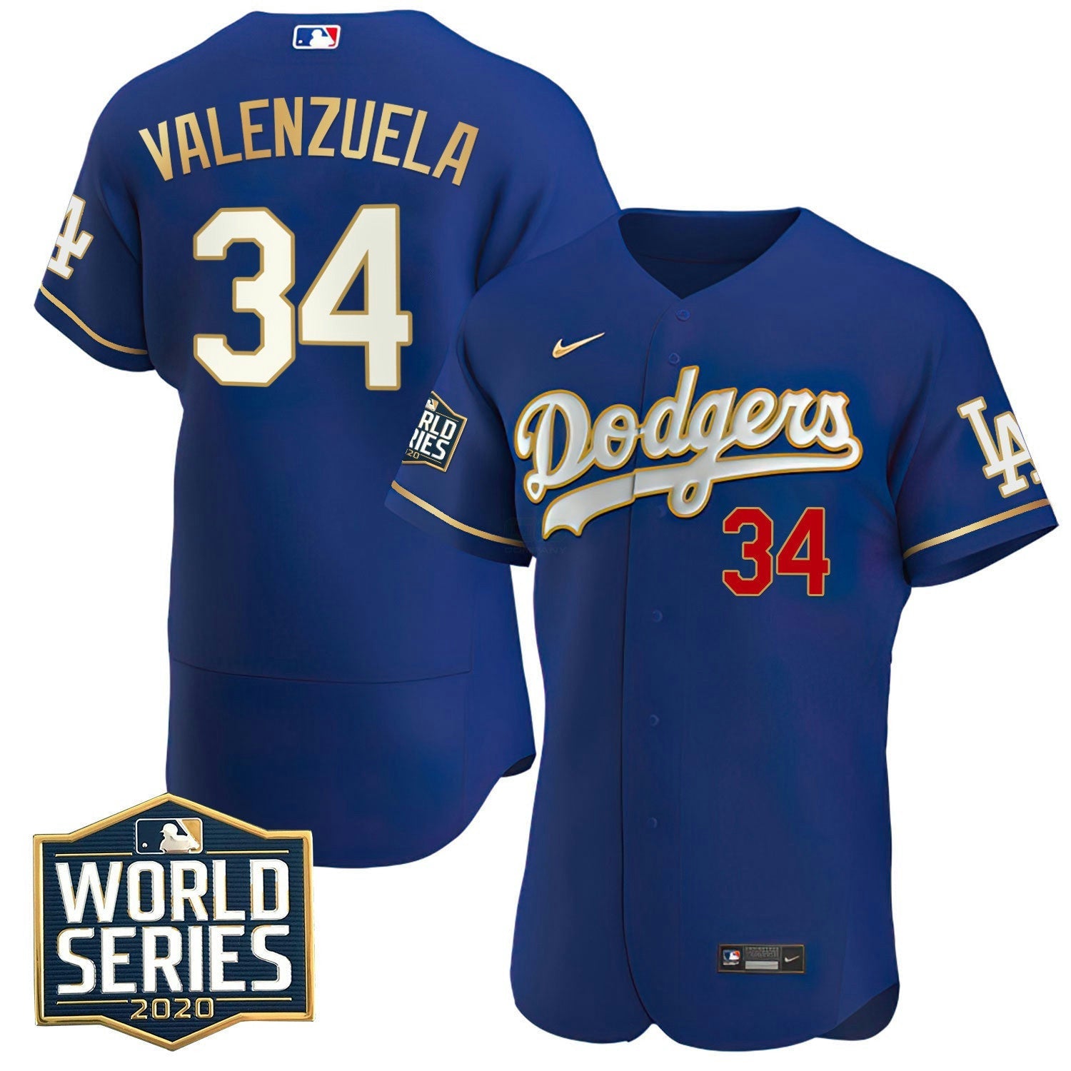 Camisa MLB Fernando Valenzuela World Series 2020 Patch Flex Base Jersey
