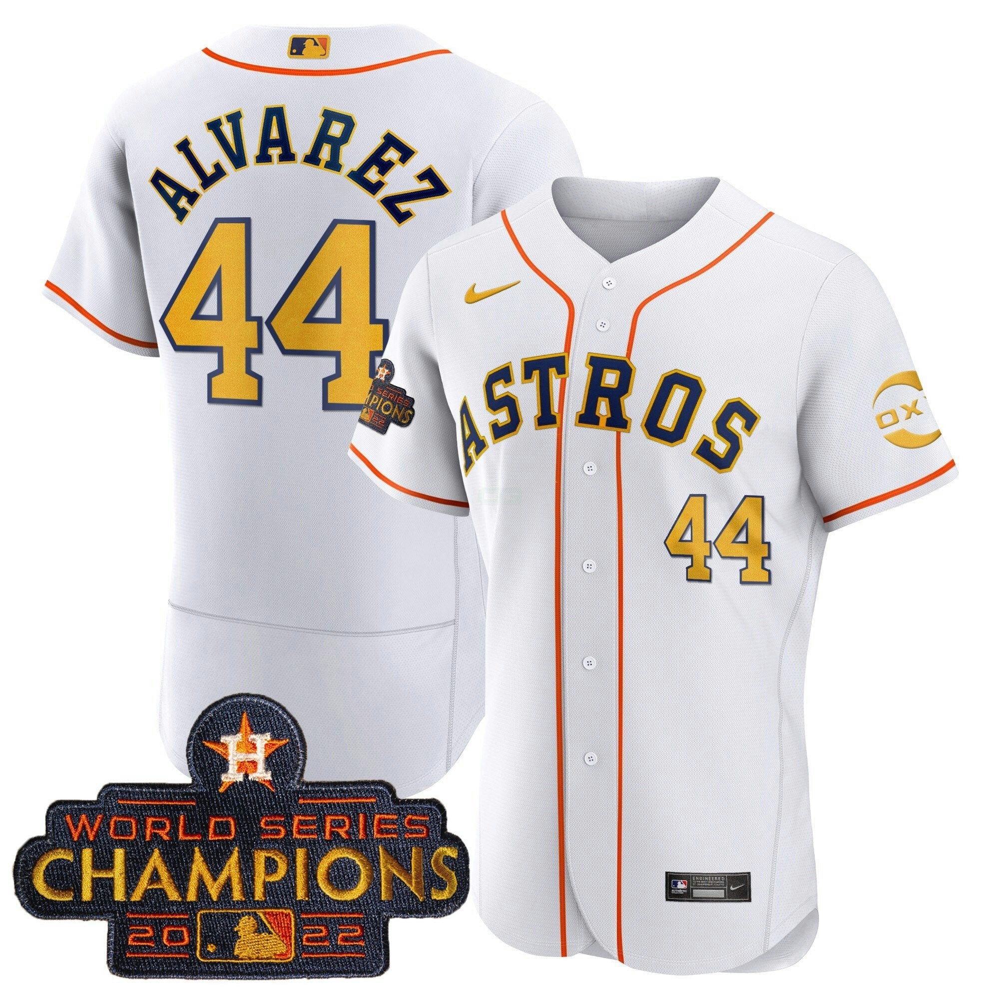 Camisa MLB Houston 2022 Champions Gold Rush Oxy Patch Flex Base Jersey