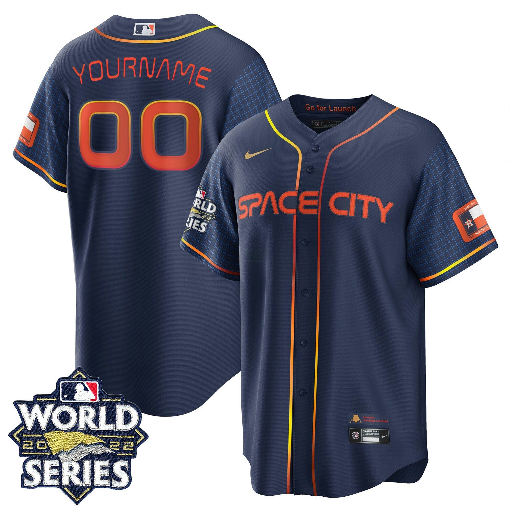 Camisa MLB Houston 2022 World Series Custom Name And Number Jersey