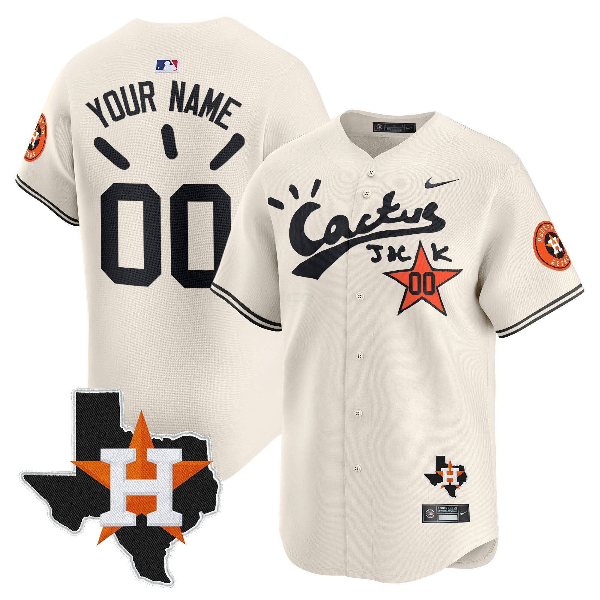 Camisa MLB Houston Cactus Jack Patch Vapor Premier Limited Jersey V10 – Stitched