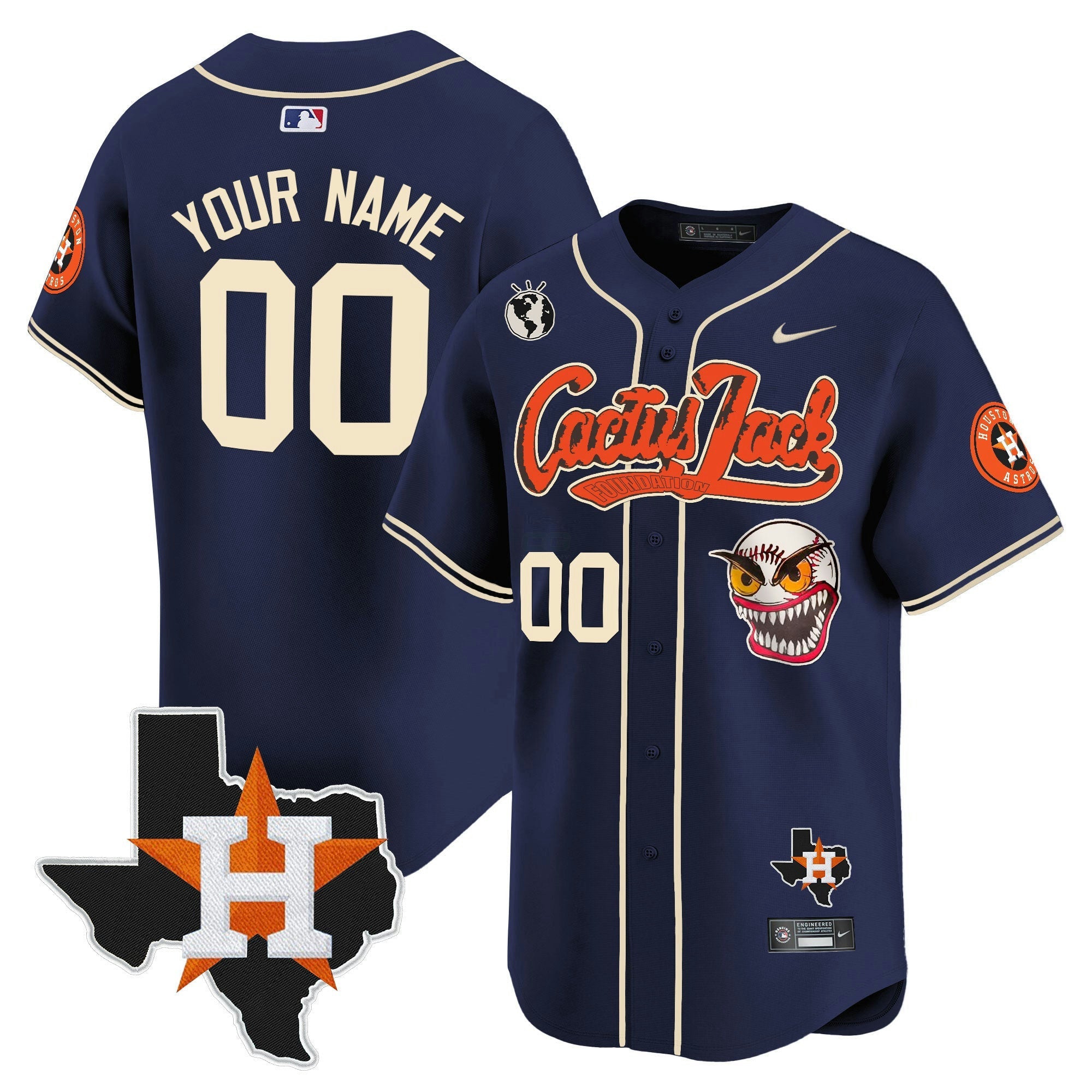Camisa MLB Houston Cactus Jack Patch Vapor Premier Limited Jersey V6 – Stitched