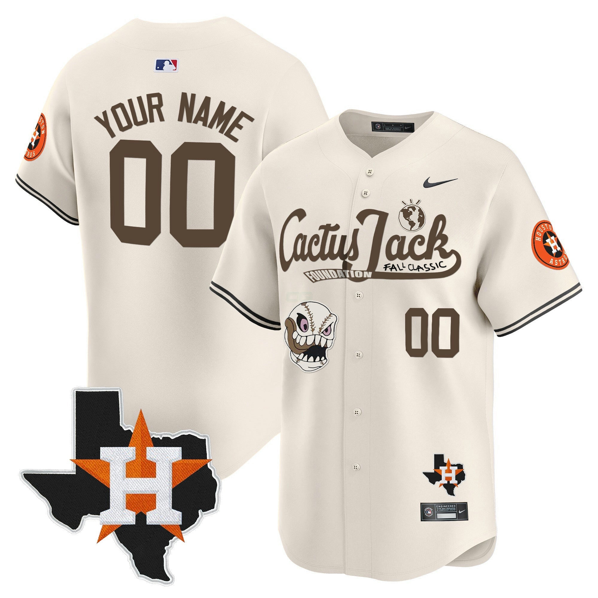 Camisa MLB Houston Cactus Jack Patch Vapor Premier Limited Jersey V8 – Stitched