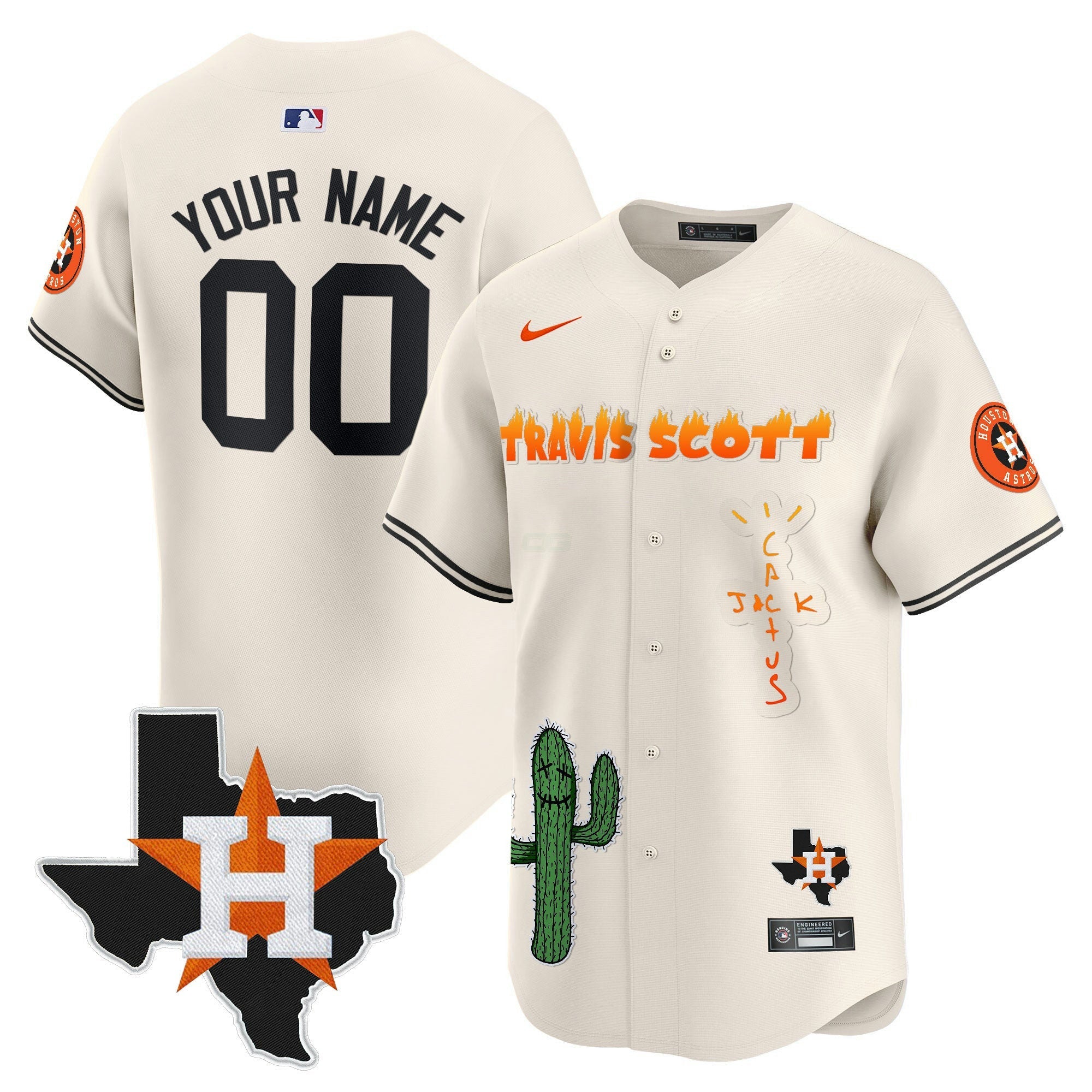 Camisa MLB Houston Cactus Jack Patch Vapor Premier Limited Jersey V9 – Stitched