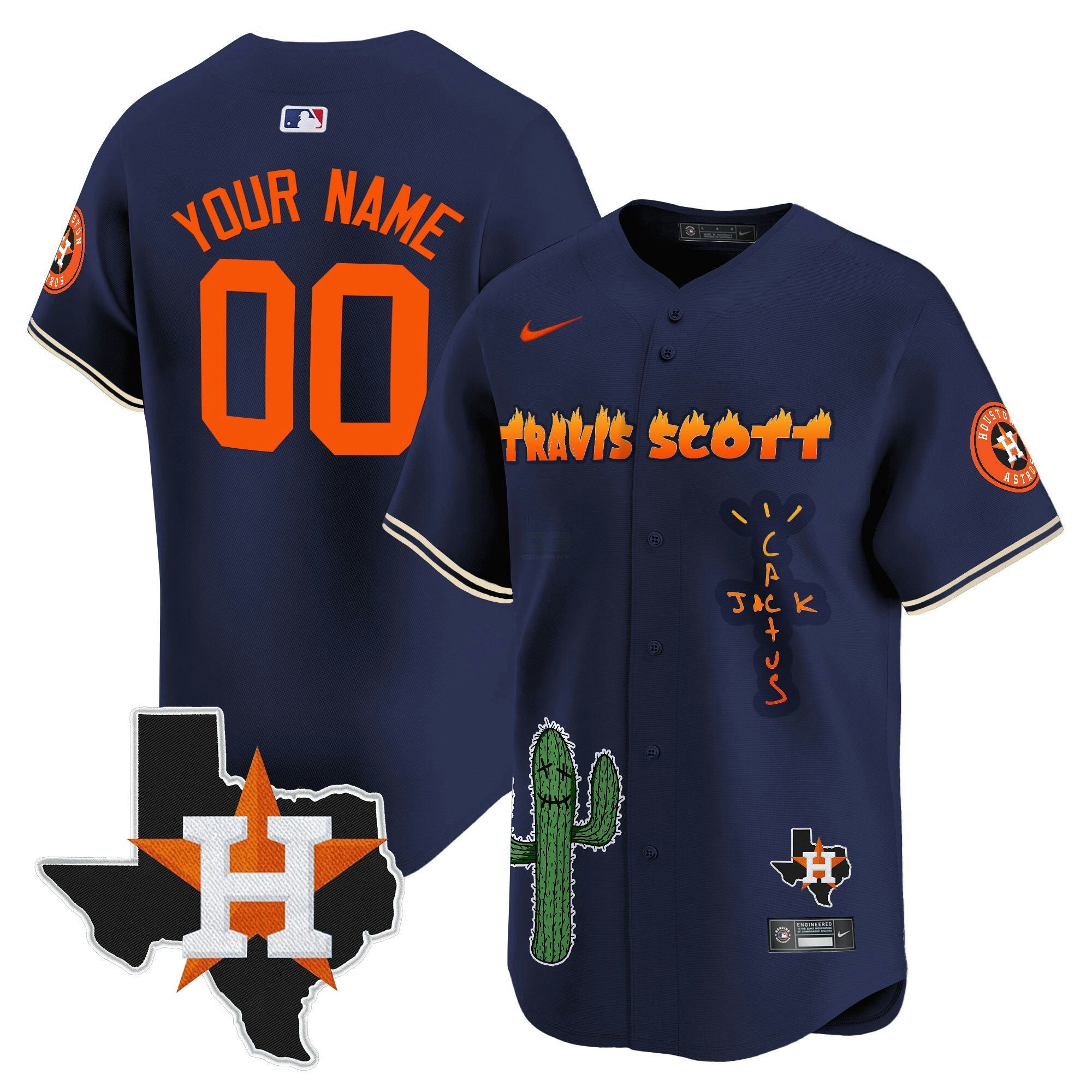 Camisa MLB Houston Cactus Jack Patch Vapor Premier Limited Jersey V9 – Stitched