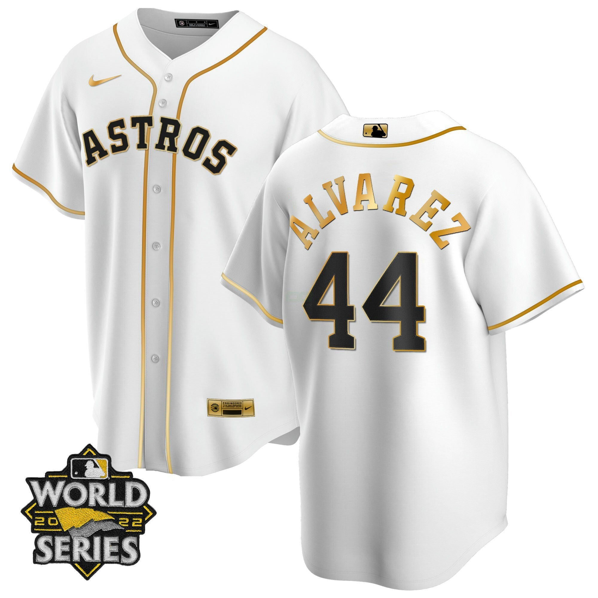 Camisa MLB Houston Cool Base Branca Dourada 2022 World Series Jersey