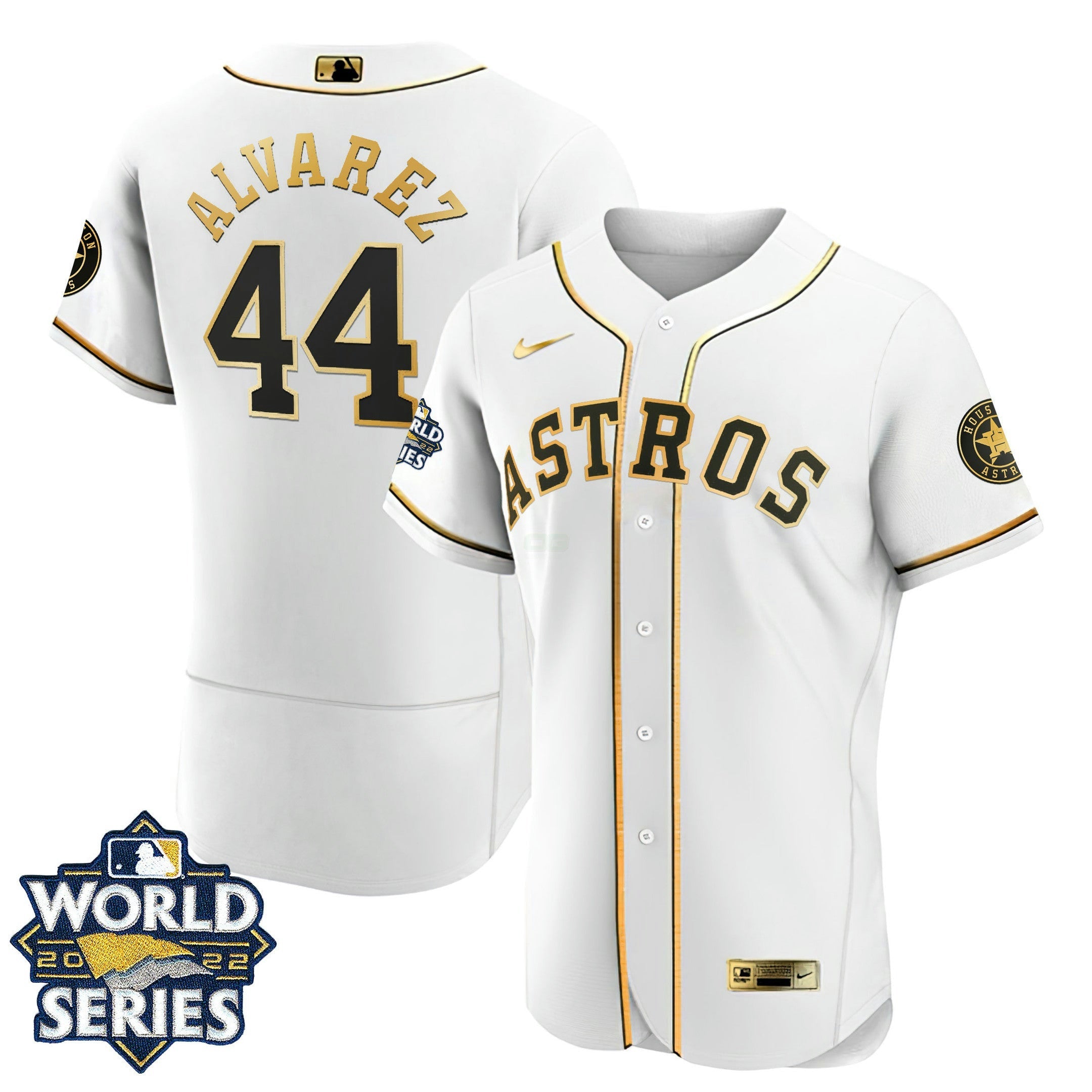 Camisa MLB Houston Flex Base Branca Dourada 2022 World Series Jersey