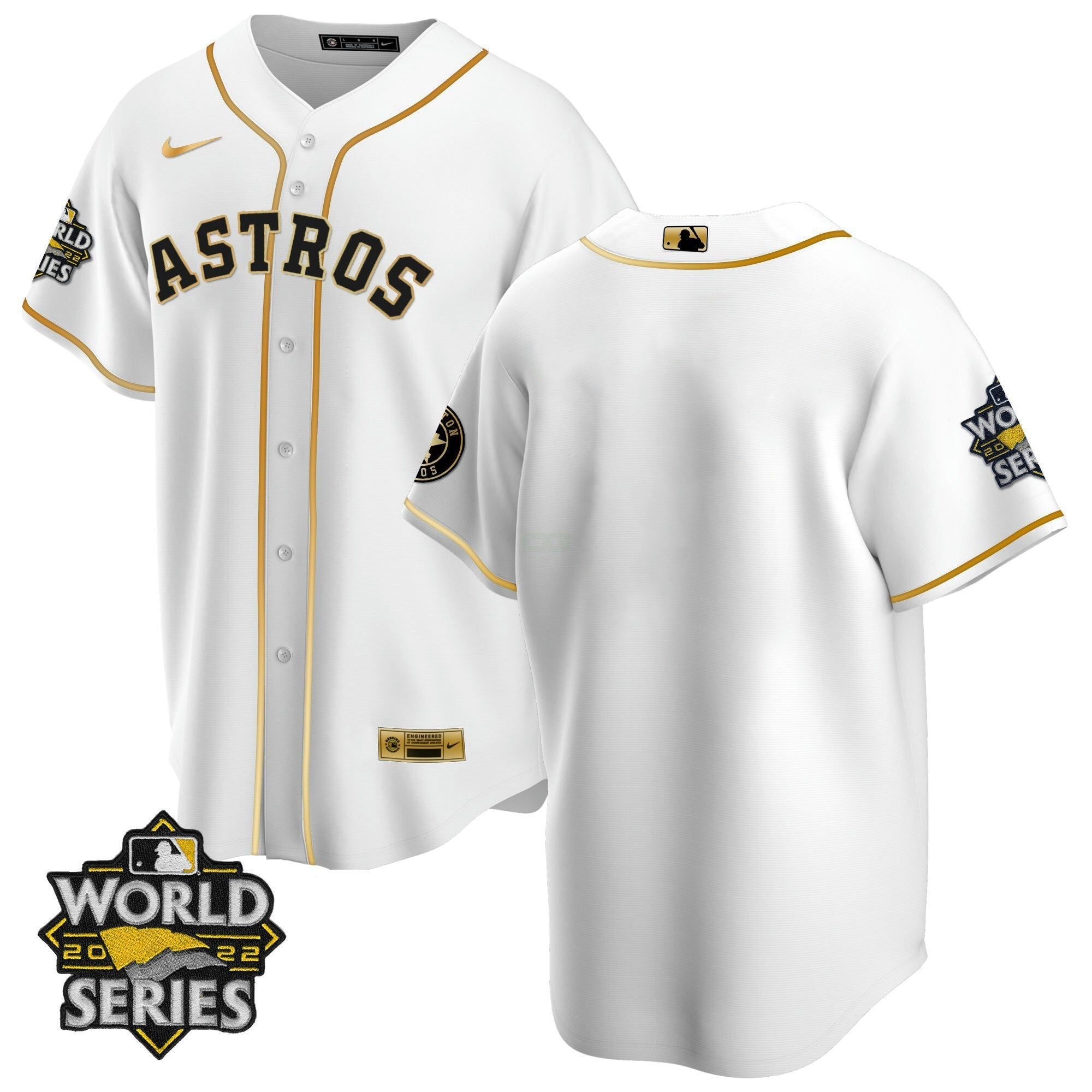 Camisa MLB Houston Preta Dourada & Branca Dourada Team Jersey