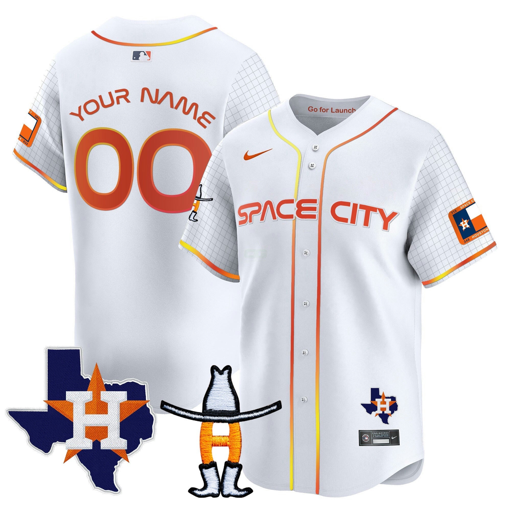 Camisa MLB Houston Space City Texas Patch Vapor Premier Limited Jersey