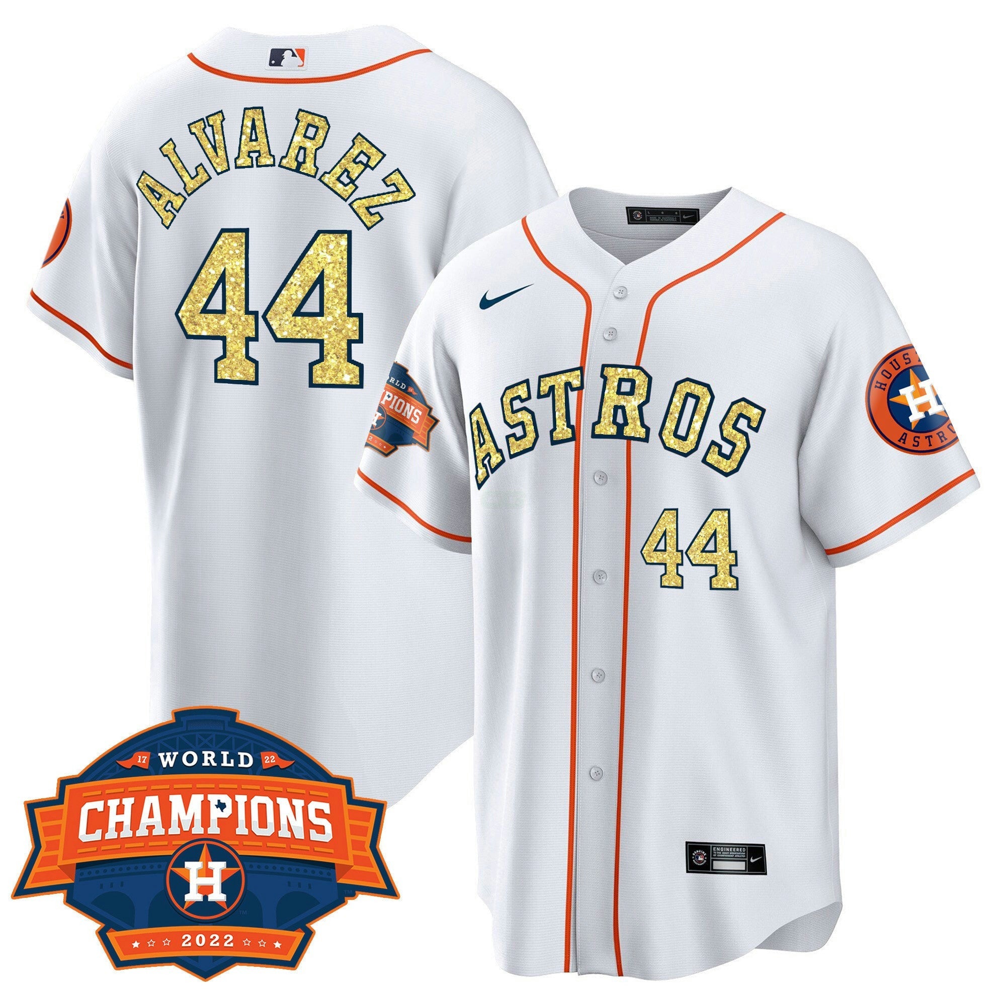 Camisa MLB Houston Special Branca Dourada 2022 World Series Champions Patch Jersey