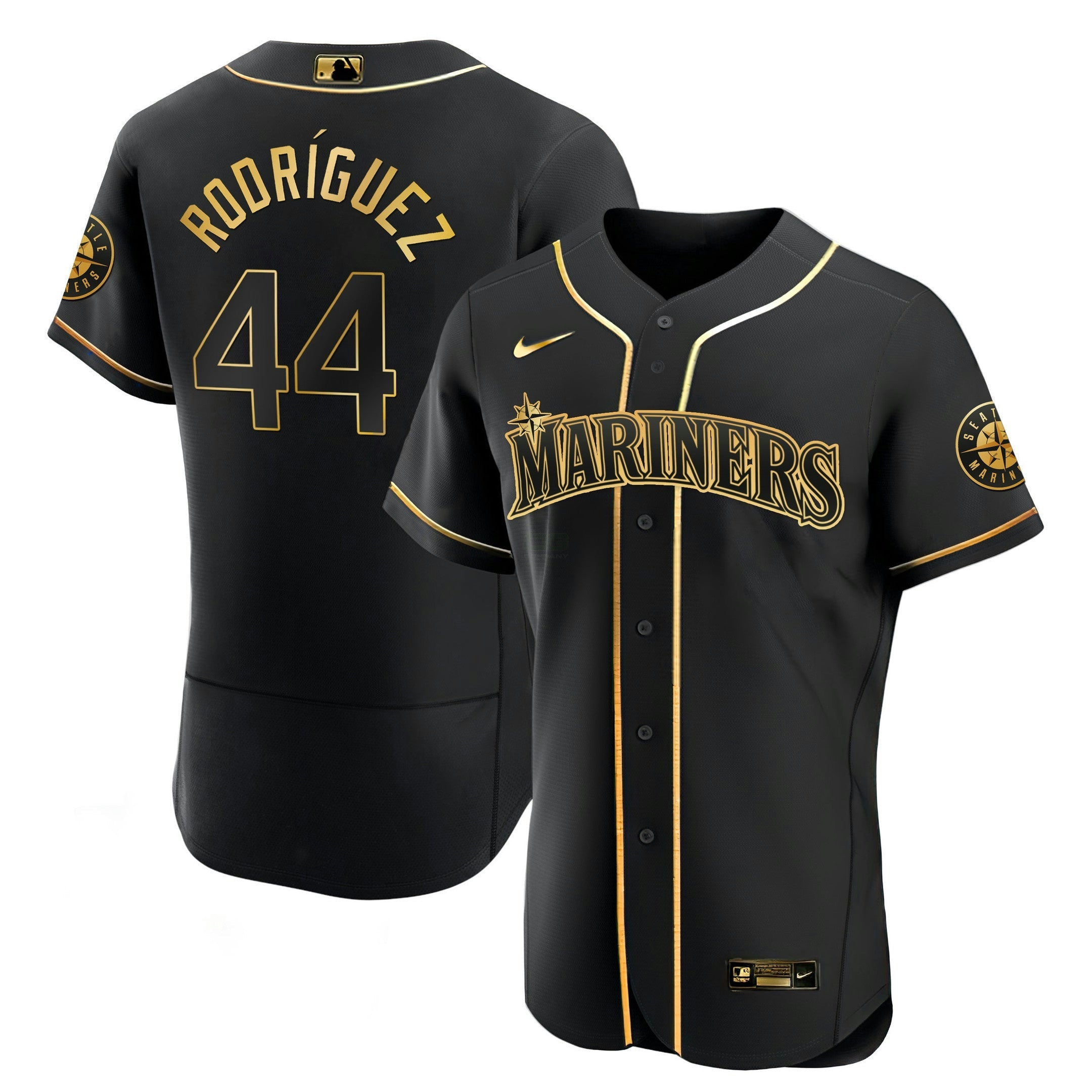 Camisa MLB Julio Rodriguez Seattle Branca Dourada & Preta Dourada Jersey