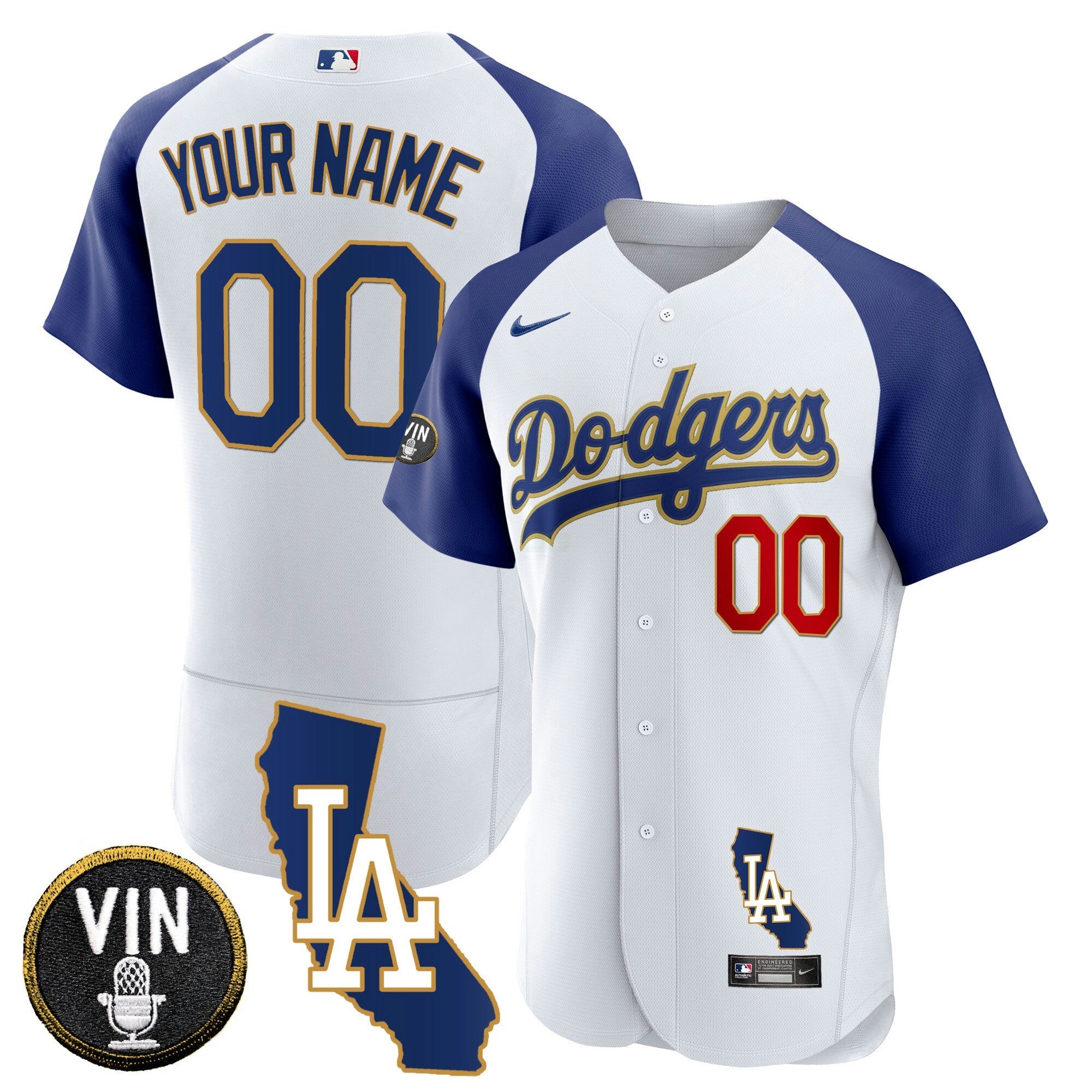 Camisa MLB Los Angeles California Patch Dourada Trim Flex Base Jersey