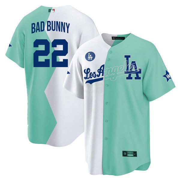 Camisa MLB Los Angeles Cool Base Branca Verde 2022 MLB All-Star Celebrity Softball Game Split Jersey
