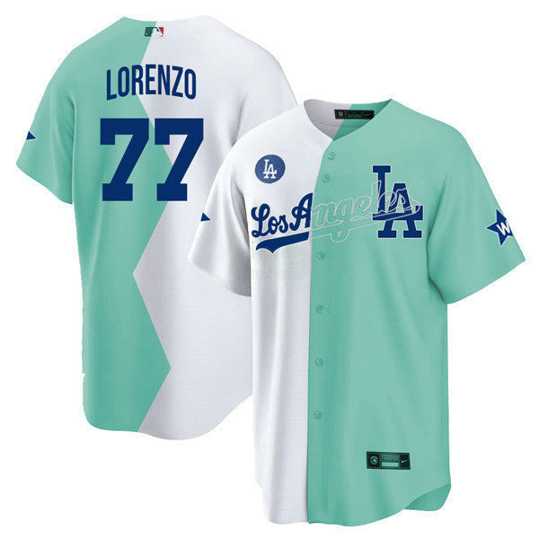 Camisa MLB Los Angeles Cool Base Branca Verde 2022 MLB All-Star Celebrity Softball Game Split Jersey