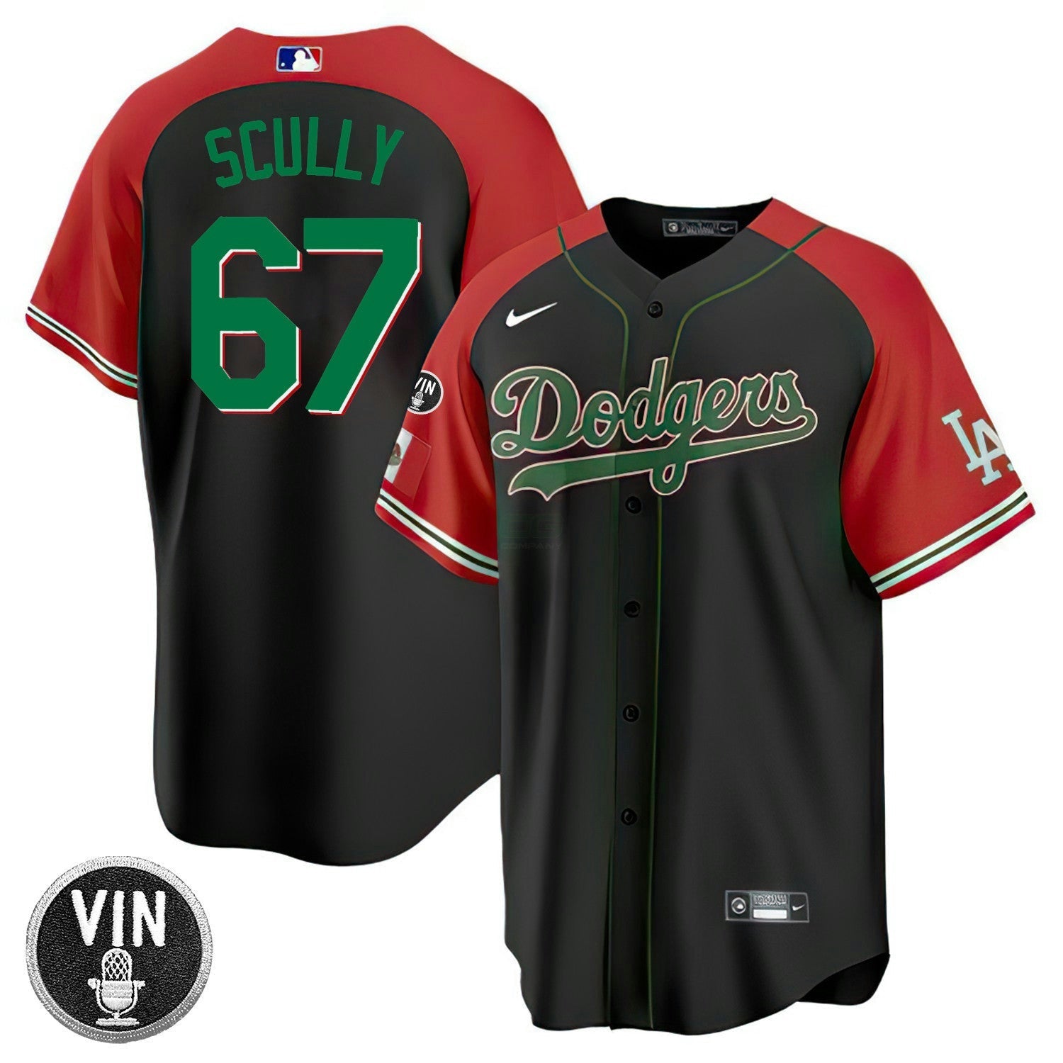 Camisa MLB Los Angeles Vin Scully Patch Mexico Jersey Collection
