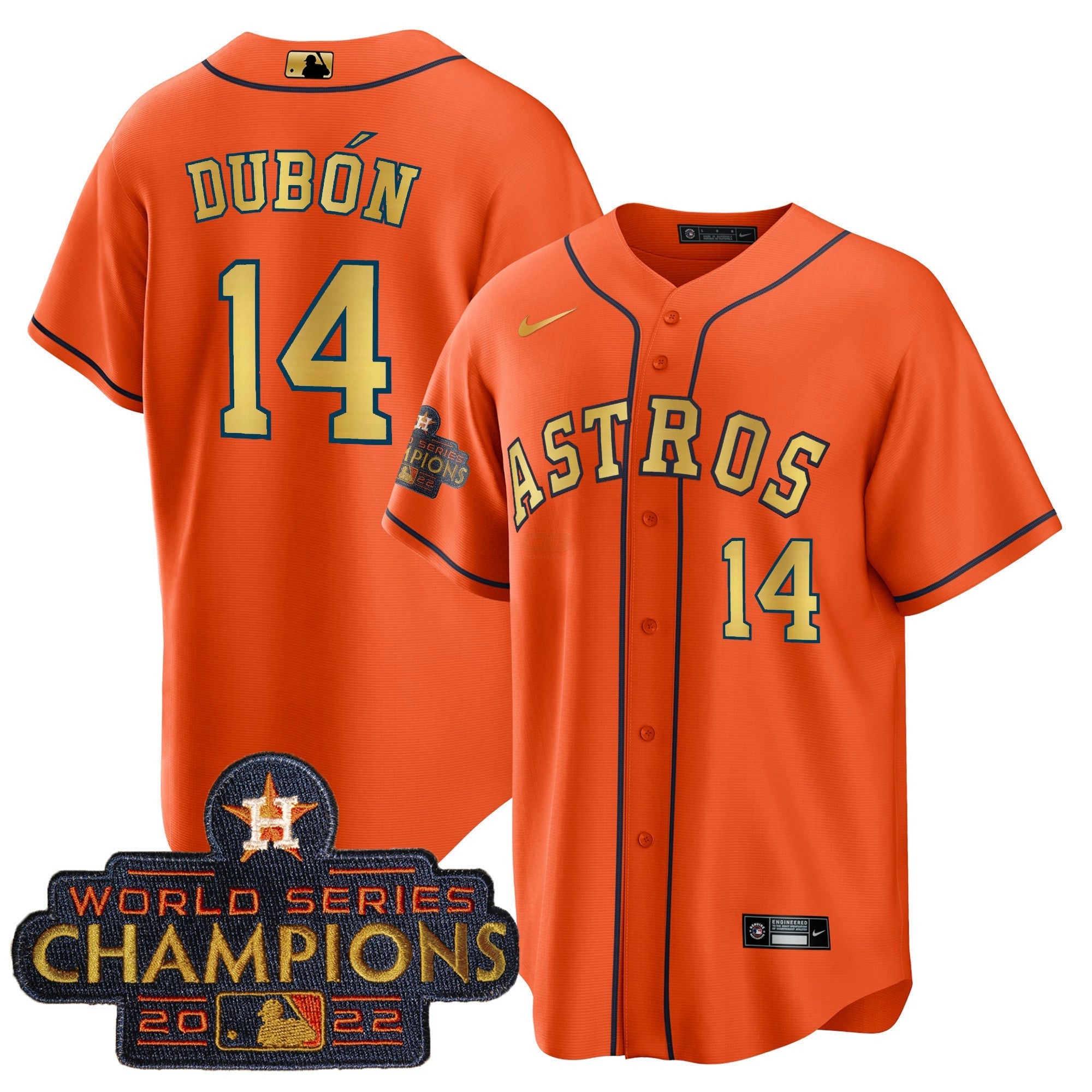 Camisa MLB Mauricio Dubón Laranja Dourada Champions Patch Jersey - Laranja