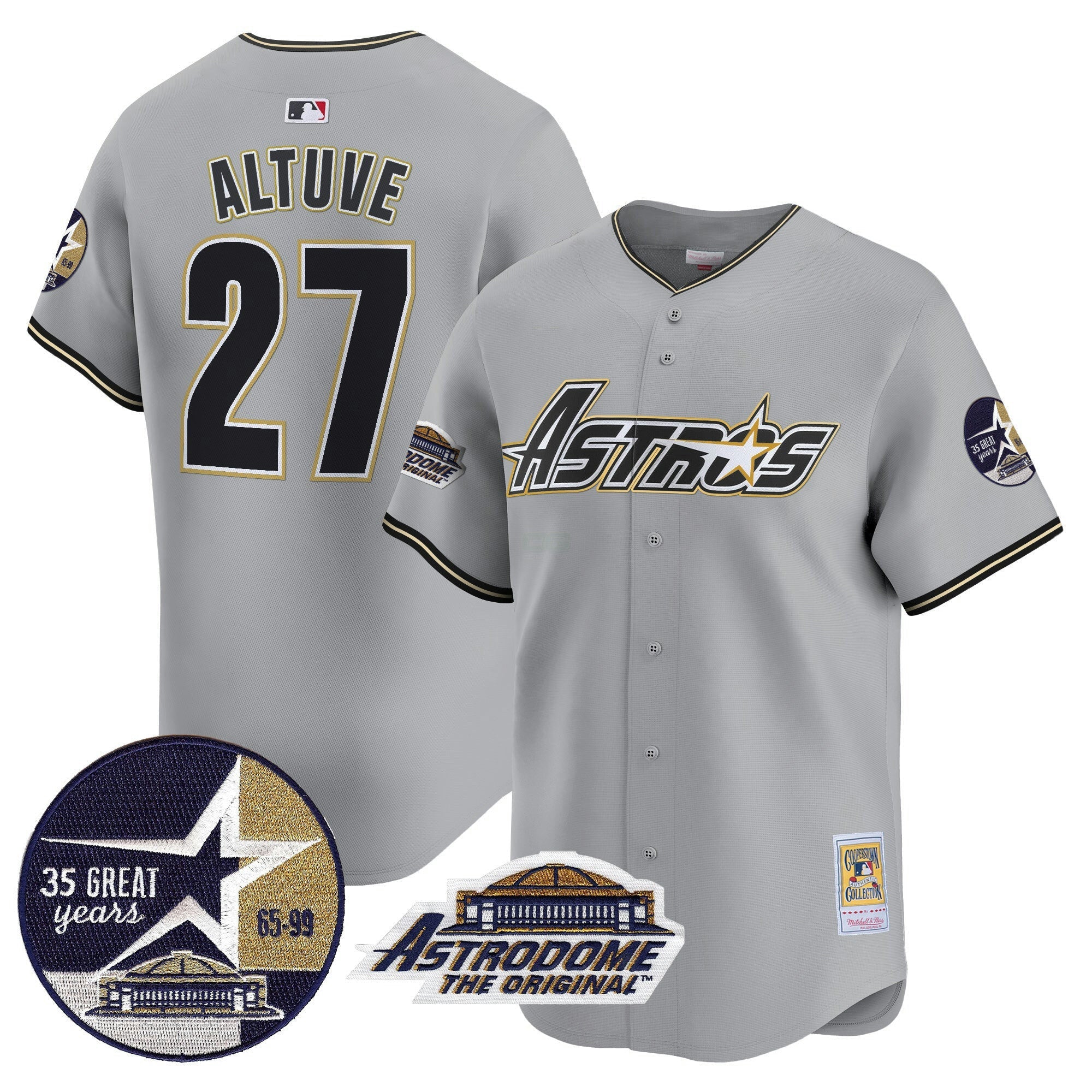 Camisa MLB Men’s 1999 Throwback 35th & Astrodome Patch Vapor Premier Limited Jersey V3
